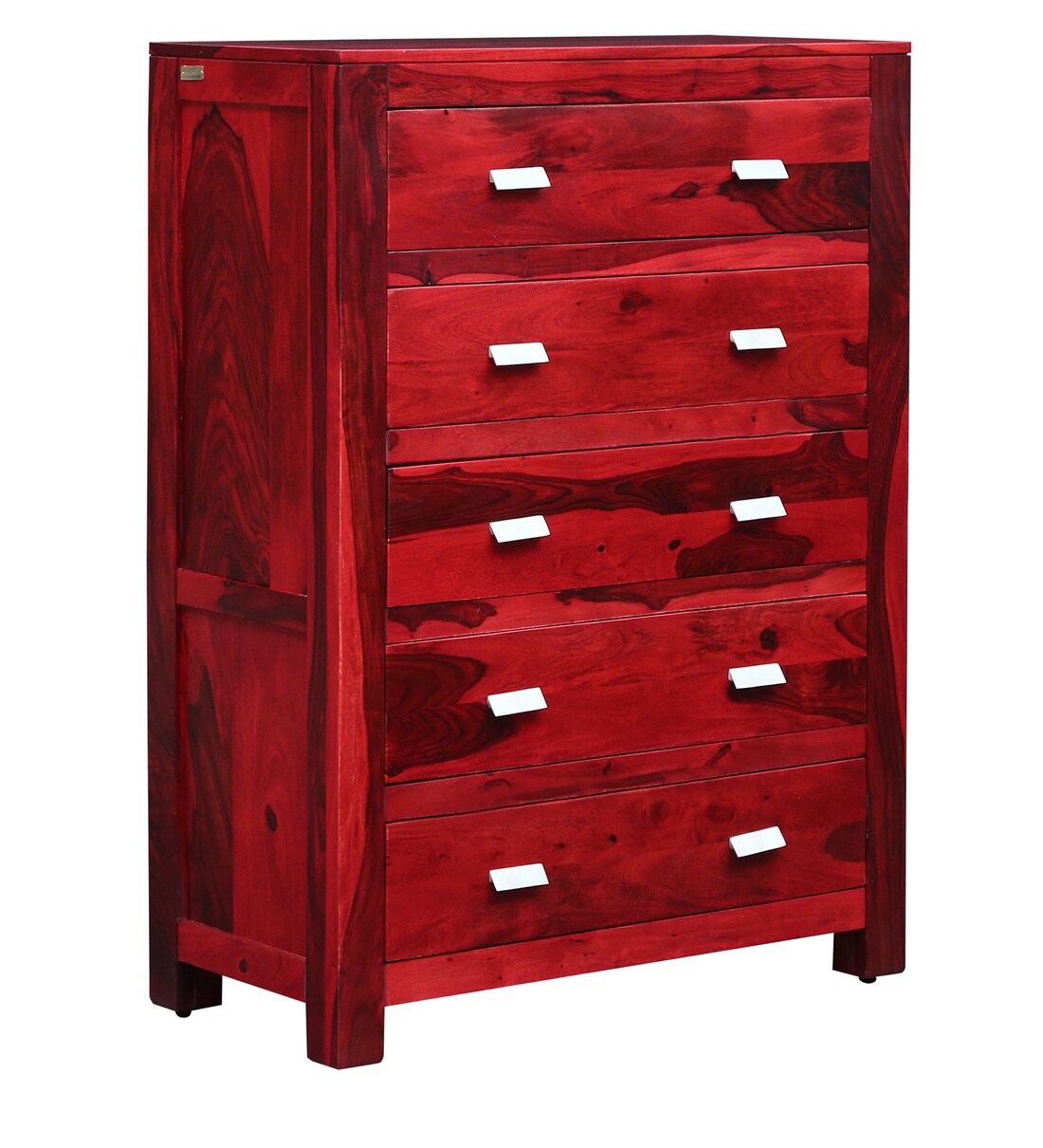 Buy Oriel Sheesham Wood Chest of Drawers in Spicy Red Finish at 2