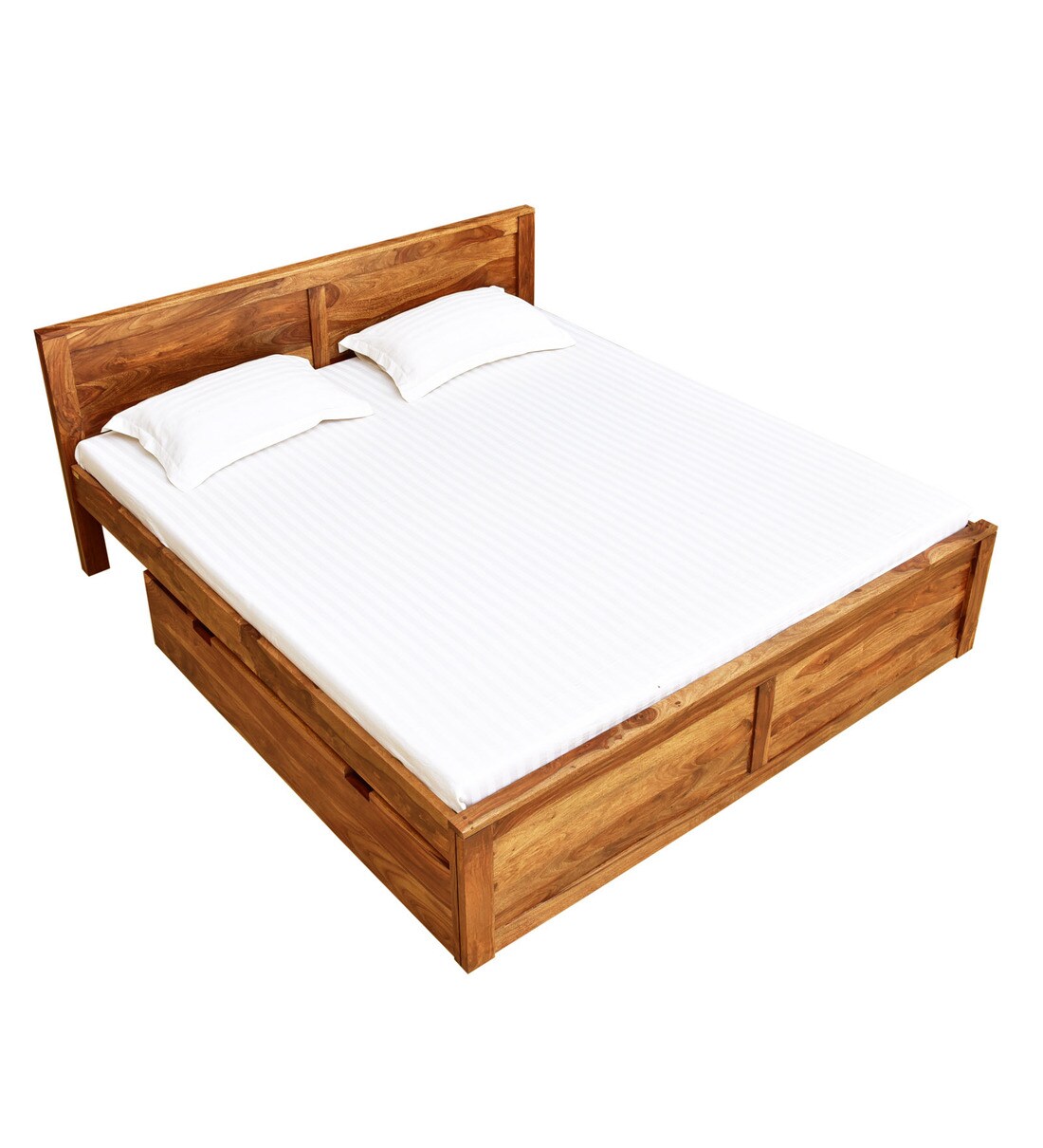 Buy Oriel Solid Wood King Size Bed With Drawer Storage In Rustic Teak