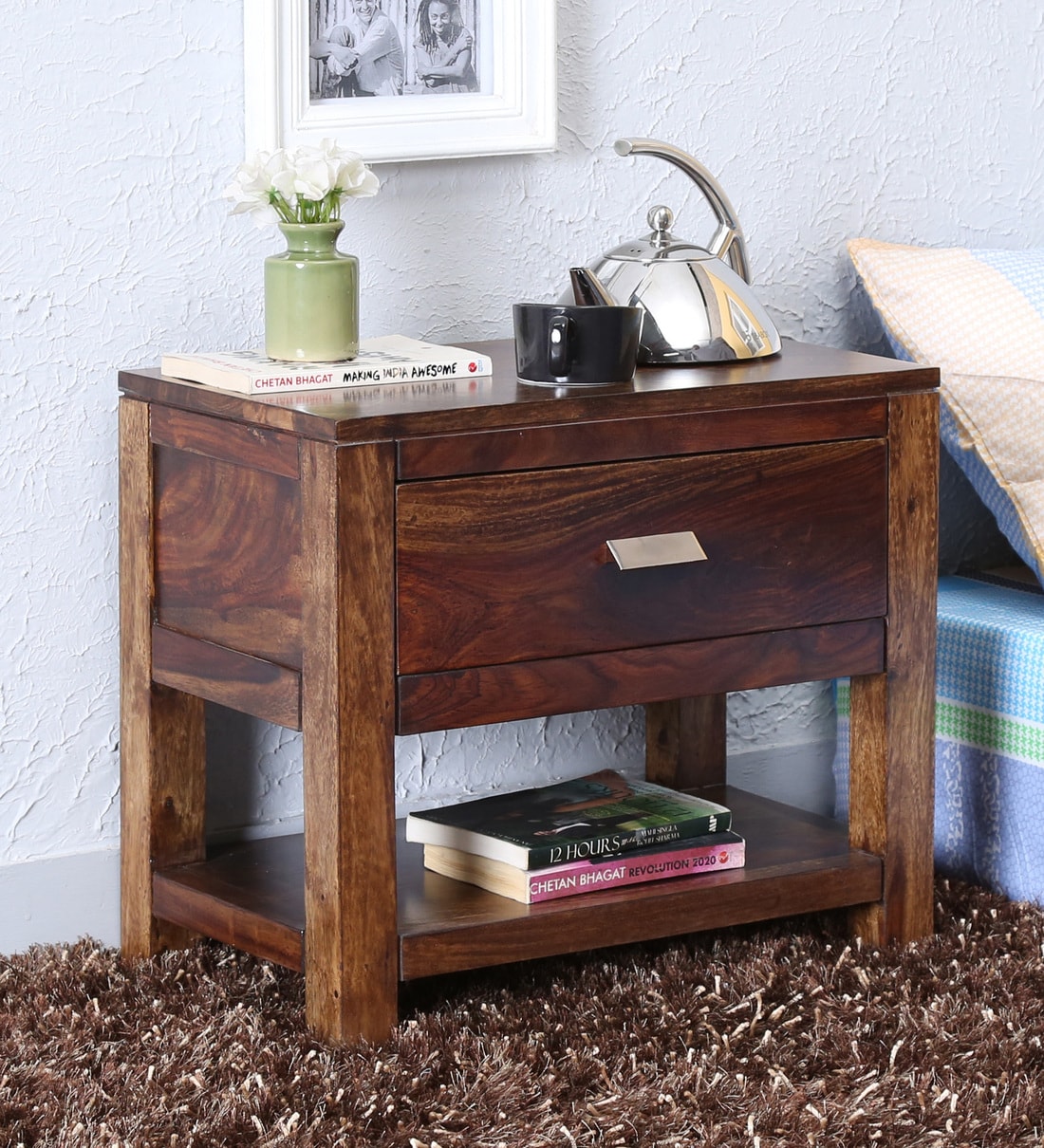 Buy Oriel Solid Wood Night Stand in Provincial Teak Finish Woodsworth