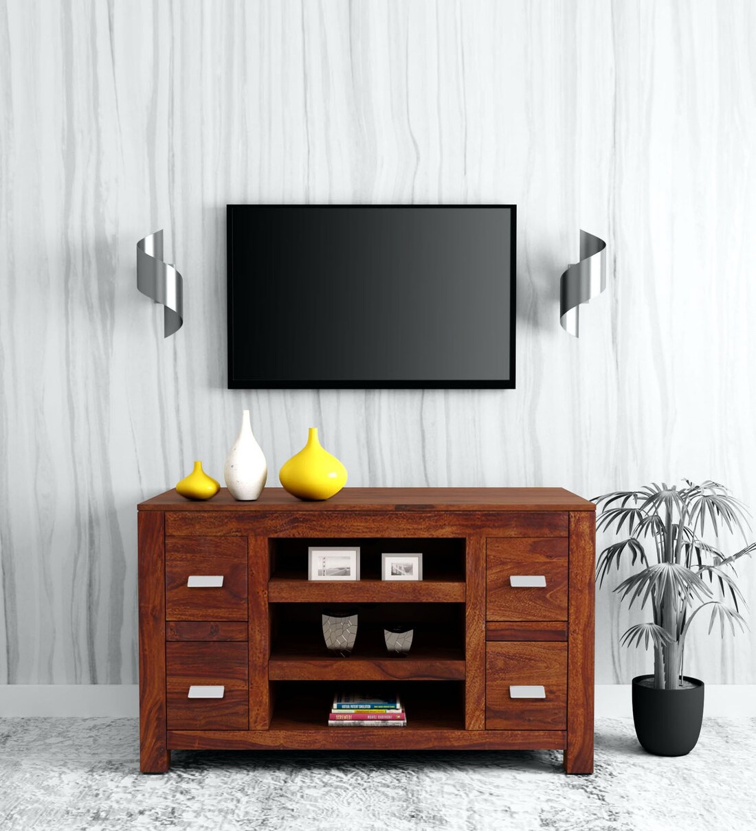 Buy Oriel Solid Wood TV Console in Honey oak Finish Woodsworth By