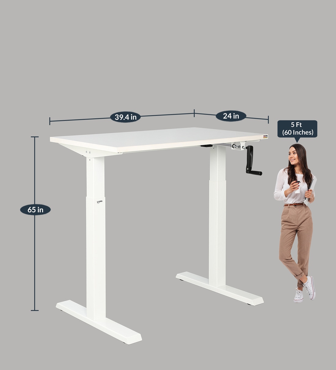 Buy Orion Height Adjustable Study Table In White Finish By Woodware