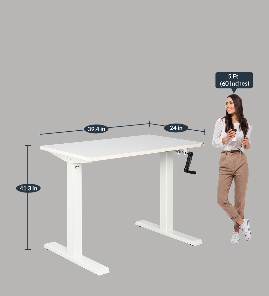 Buy Orion Height Adjustable Study Table In White Finish By Woodware ...