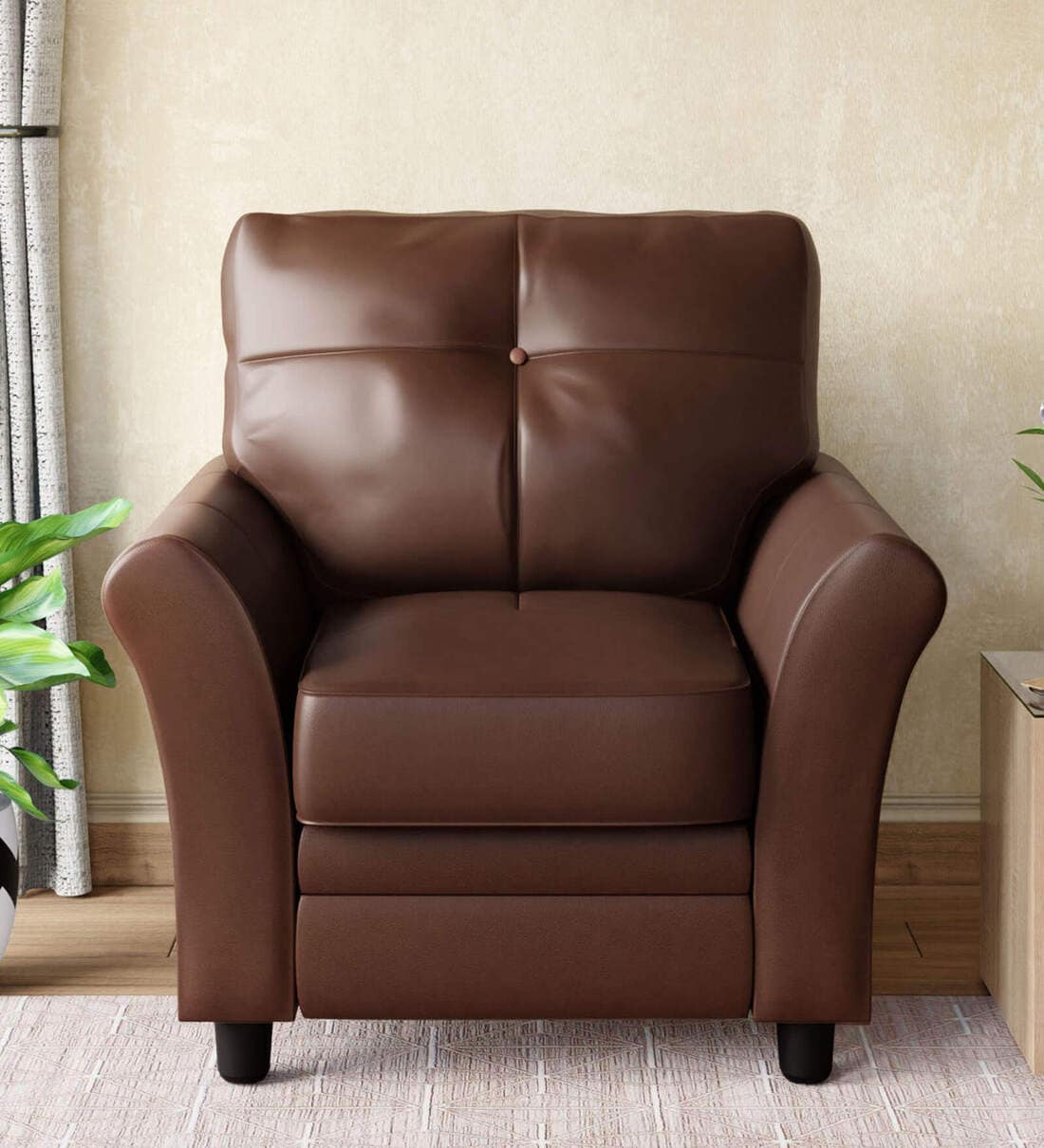 Buy Orlando Leather 1 Seater Sofa In Brown Colour at 17% OFF by Godrej ...