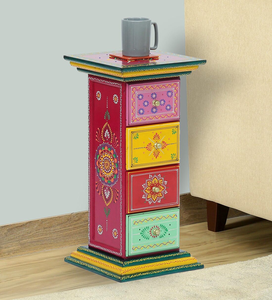 Buy Ormond Solid Wood Chest Of Drawer In Multicolour Finish By