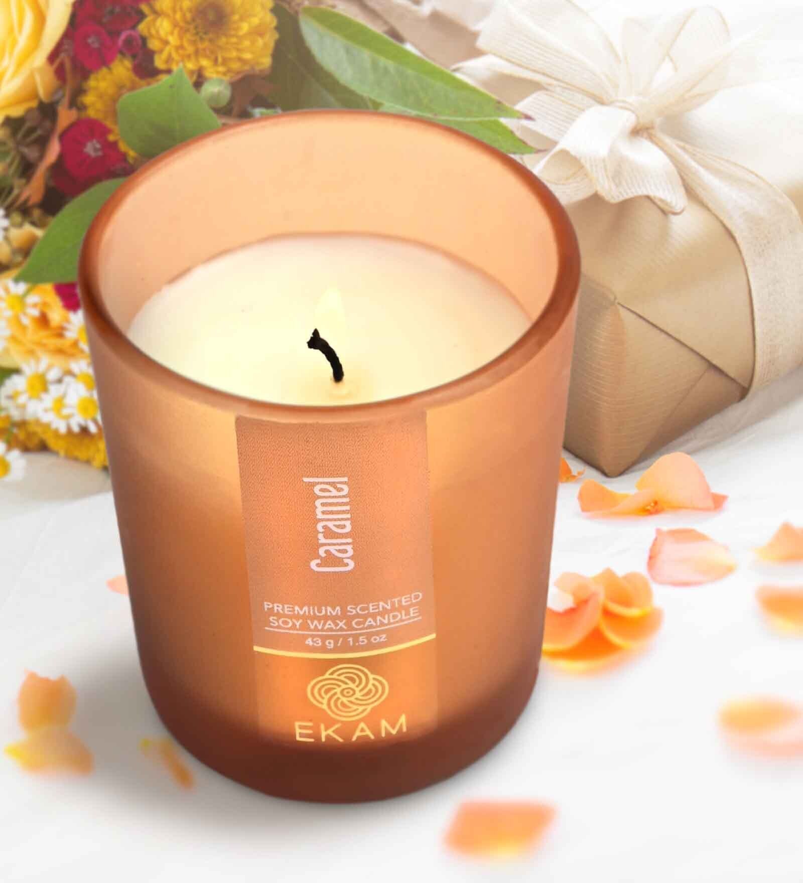 Buy Caramel Shot Glass Soy Wax Scented Candle by Ekam at 16 OFF by
