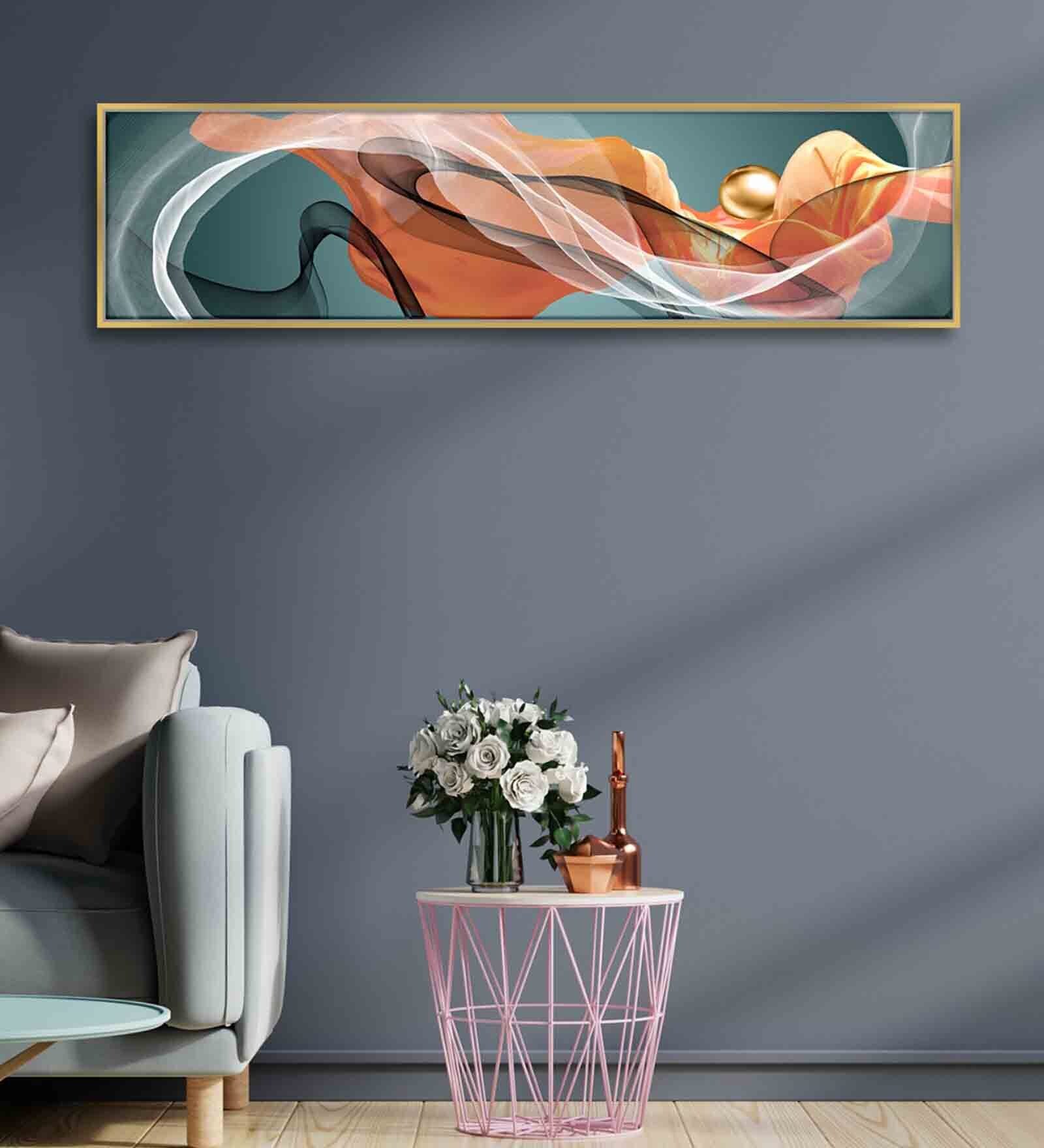 Orange Abstract Ribbon Design Canvas Art Print
