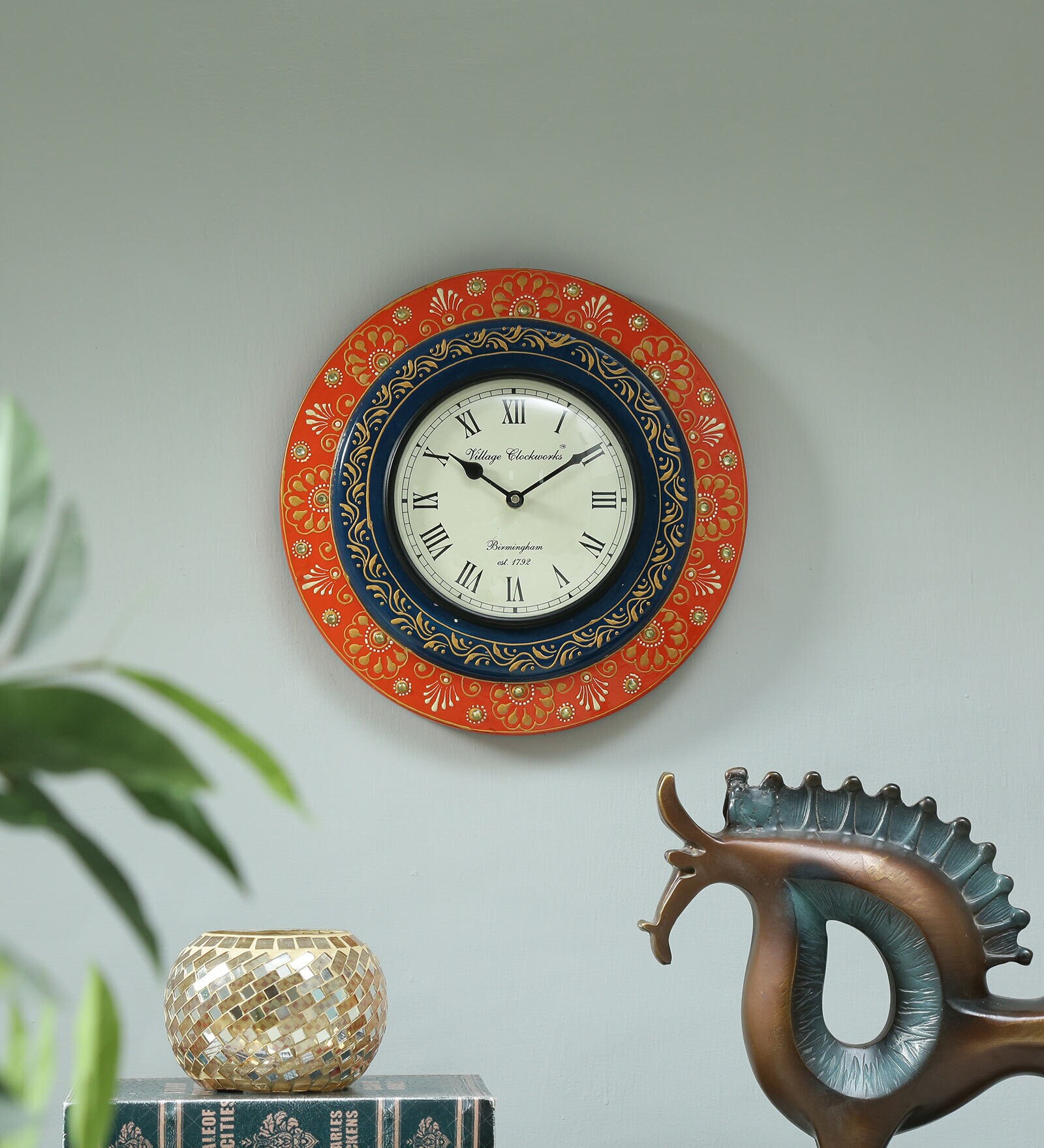 Orange Analog Traditional  Wall Clock