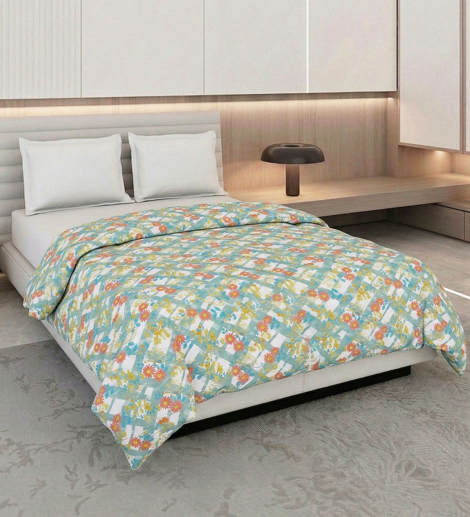 Orange and Blue 100% COTTON Solid 150 GSM King Bed Comforter