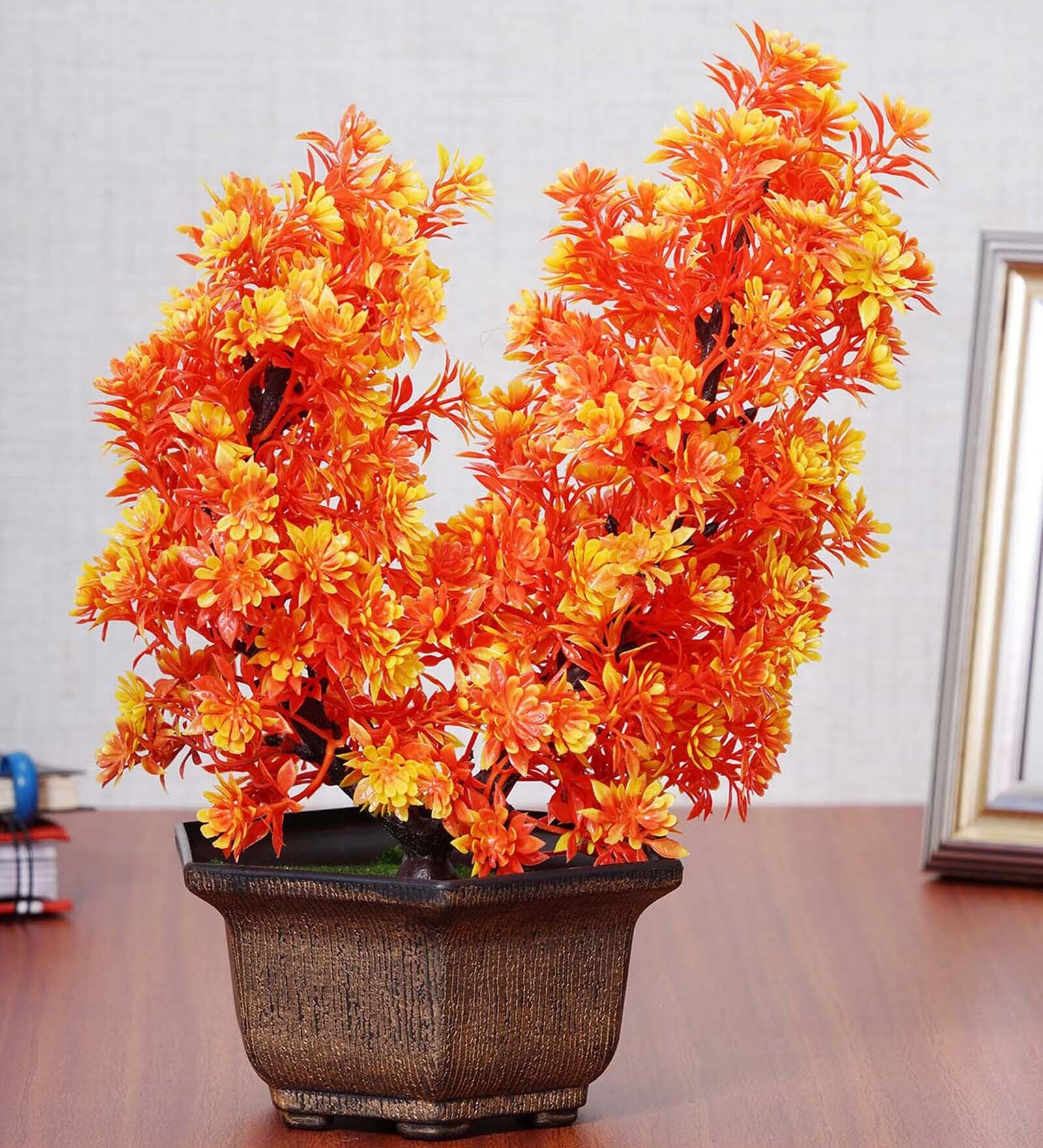 Buy Fabric & Plastic Orange With Pot Artificial Plant at 41 OFF by