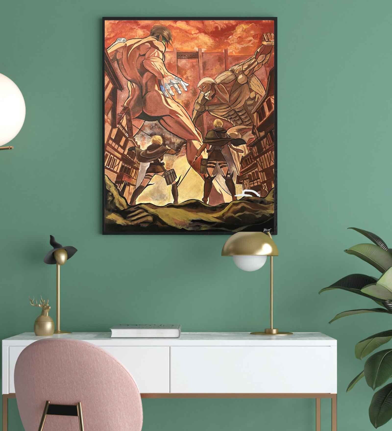 Orange Attack On Titan Canvas Original Wall Painting