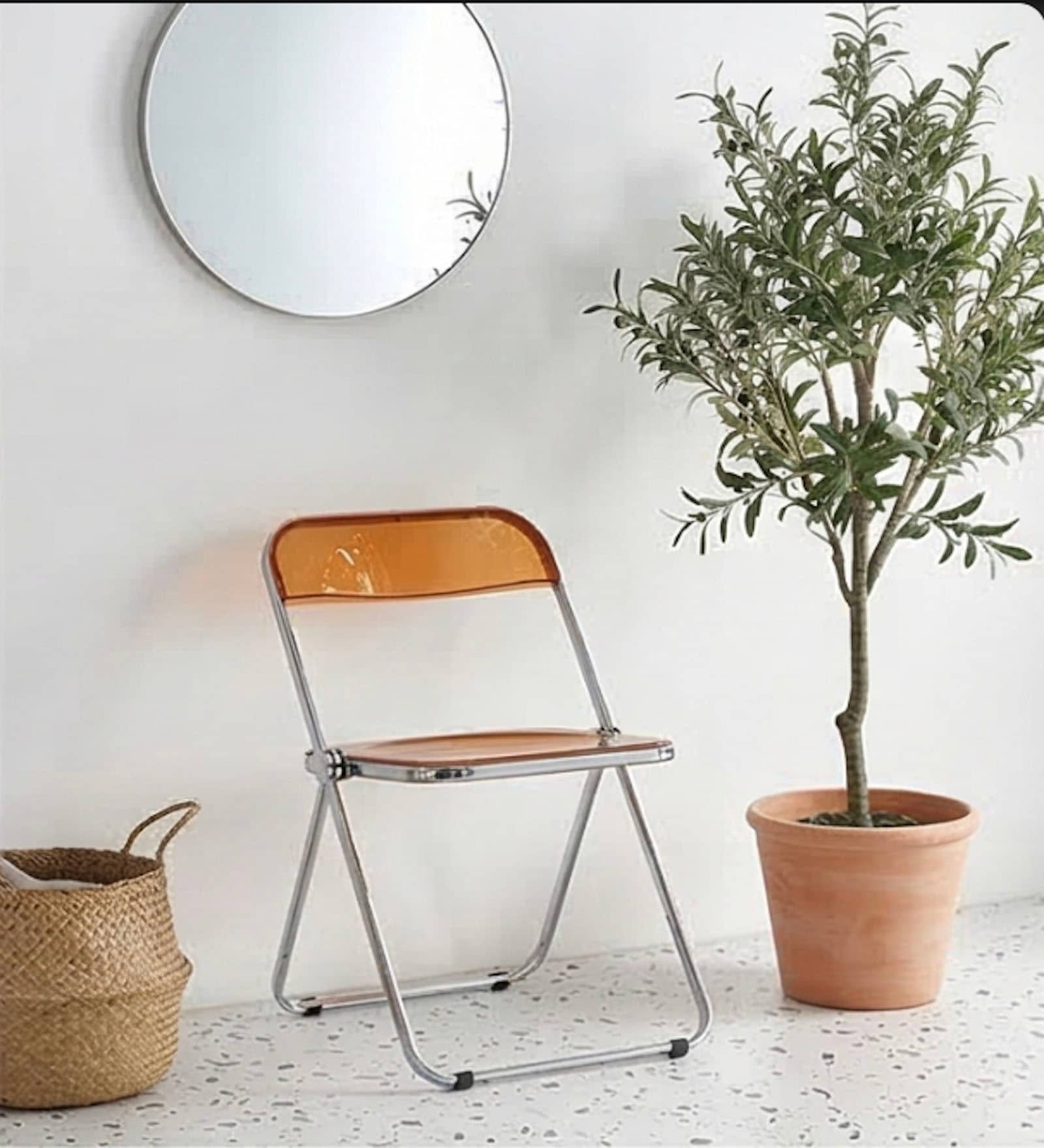Orange Colour  Acrylic Finish Folding Ether Chair
