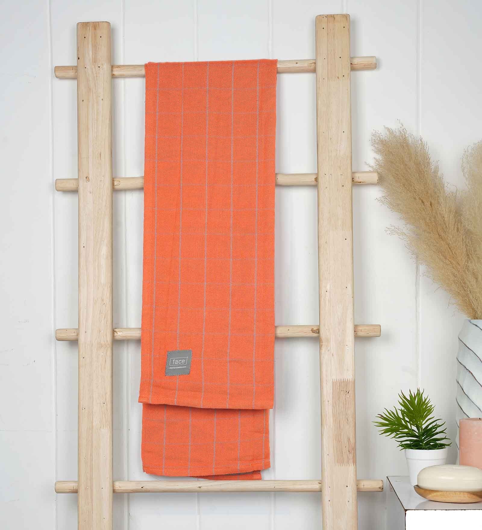Orange Banana Double Cloth Checkered 300 GSM Bath Towel