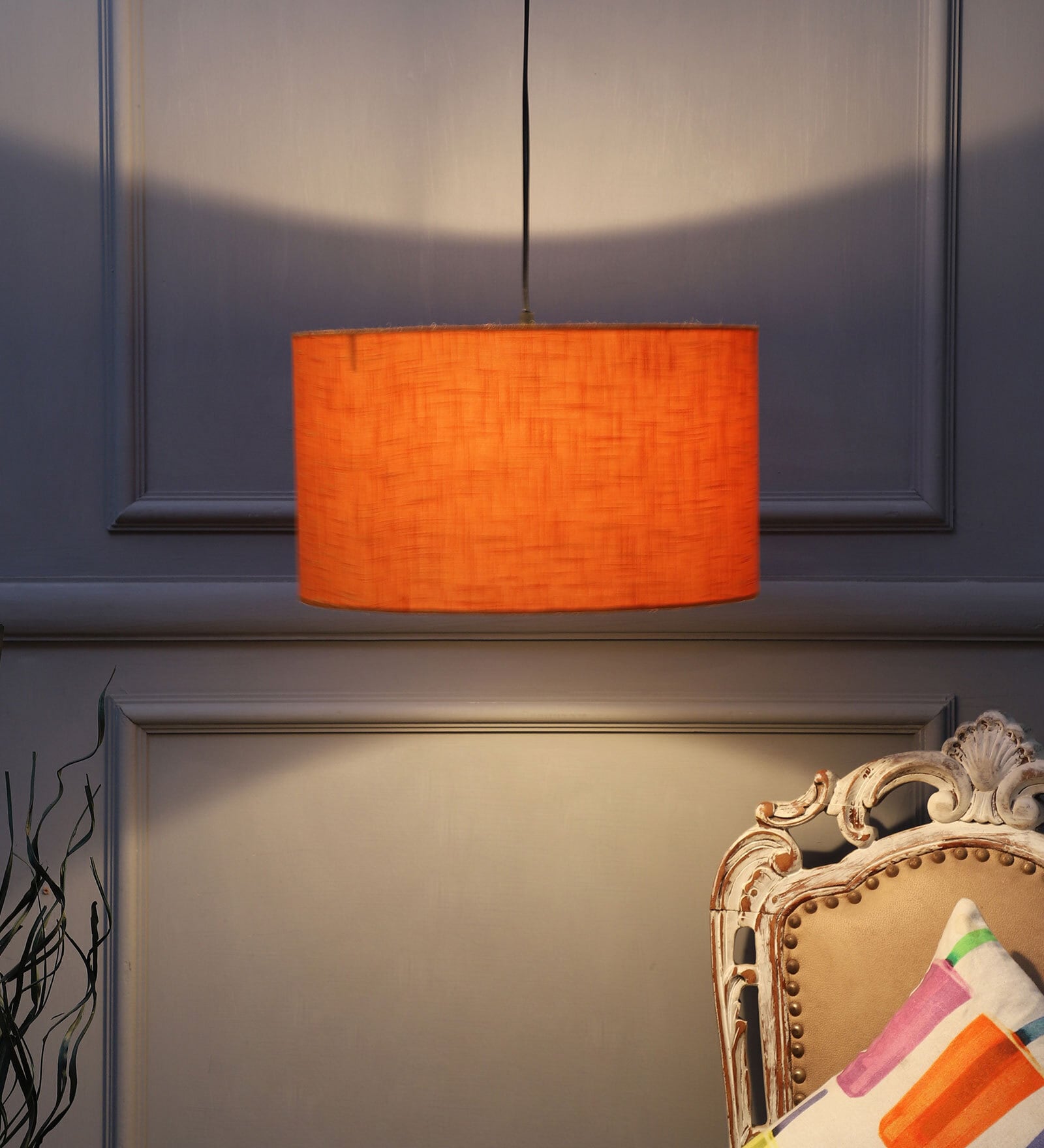 Akio Orange Cotton Hanging Light