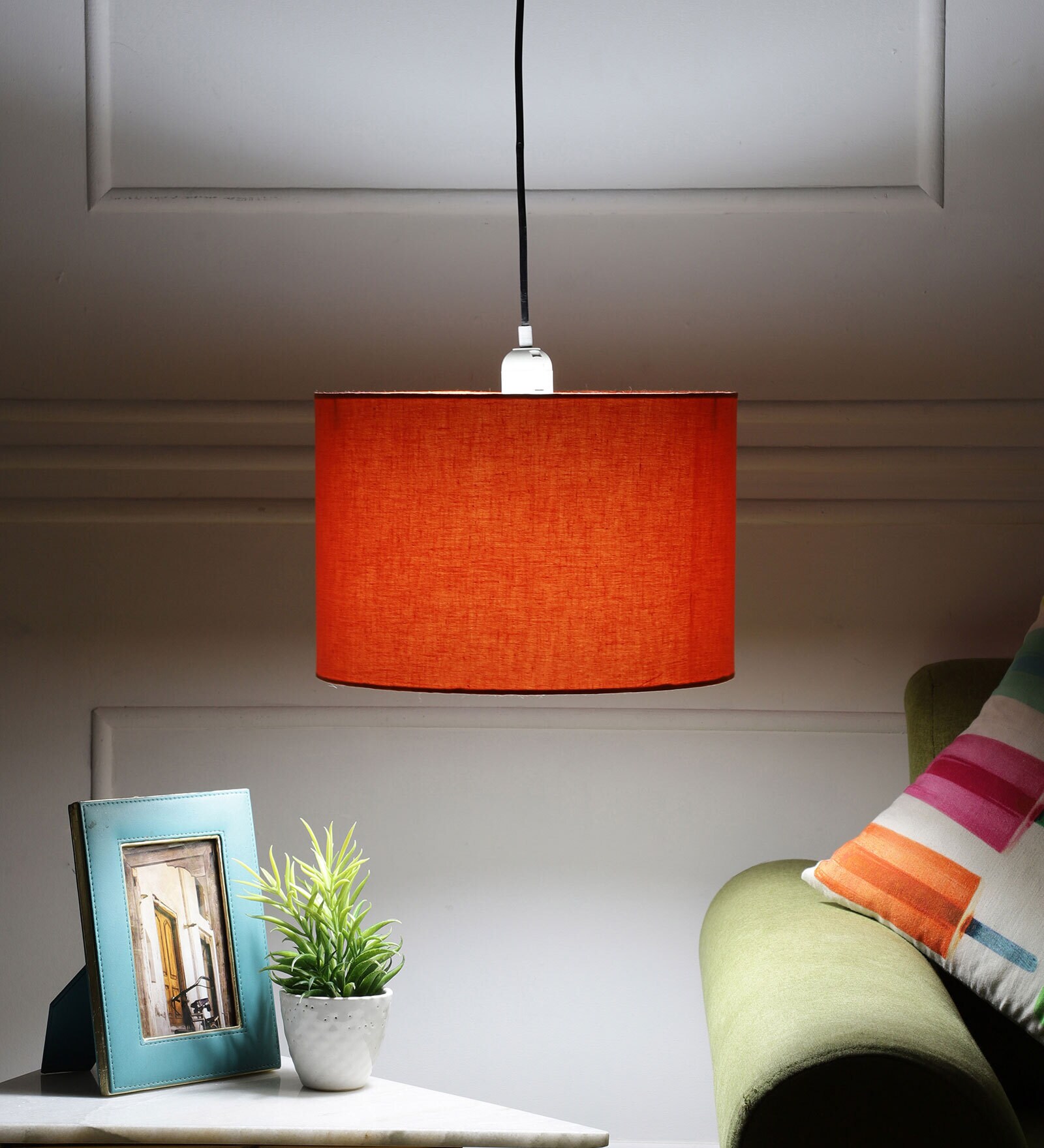 Eriko Orange Cotton Hanging Light