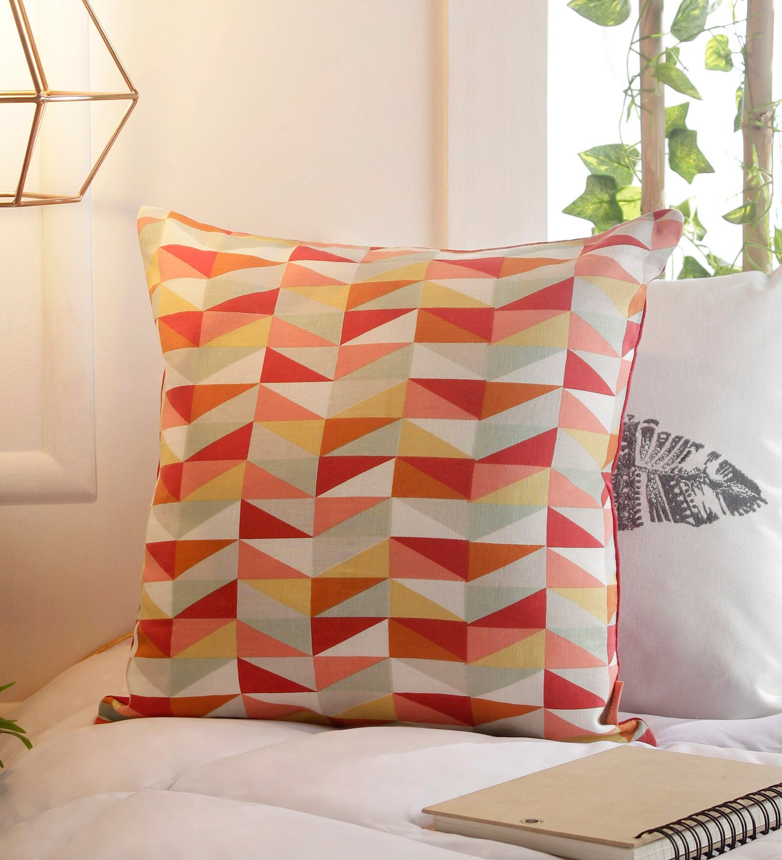 Buy Geometric Pattern Cotton Orange Cushion Cover 16 x 16 inches by Solaj at 1 OFF by Solaj