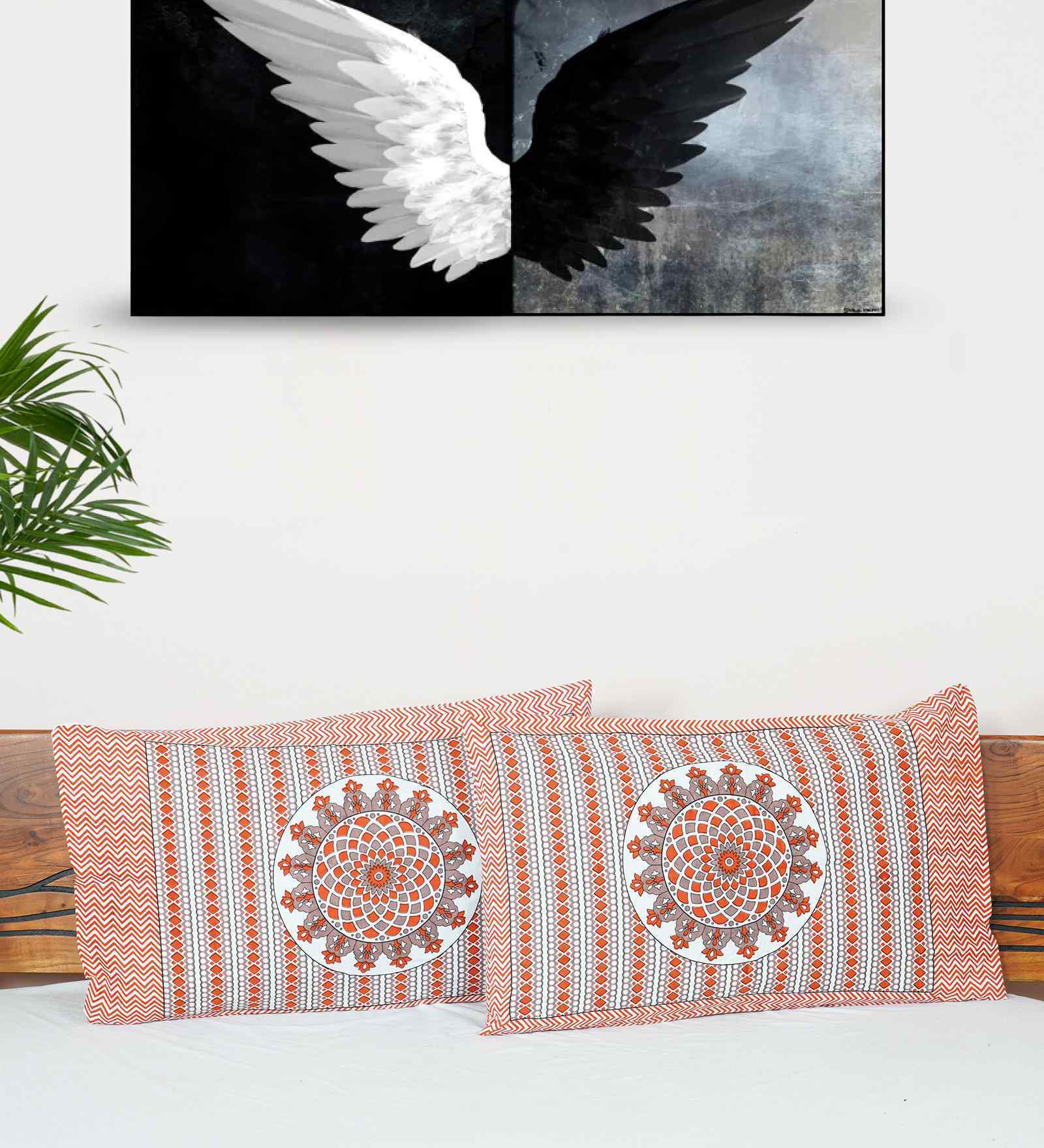 Orange Cotton Premium Quality 210 TC (18*28 Inches) Pillow Covers Set