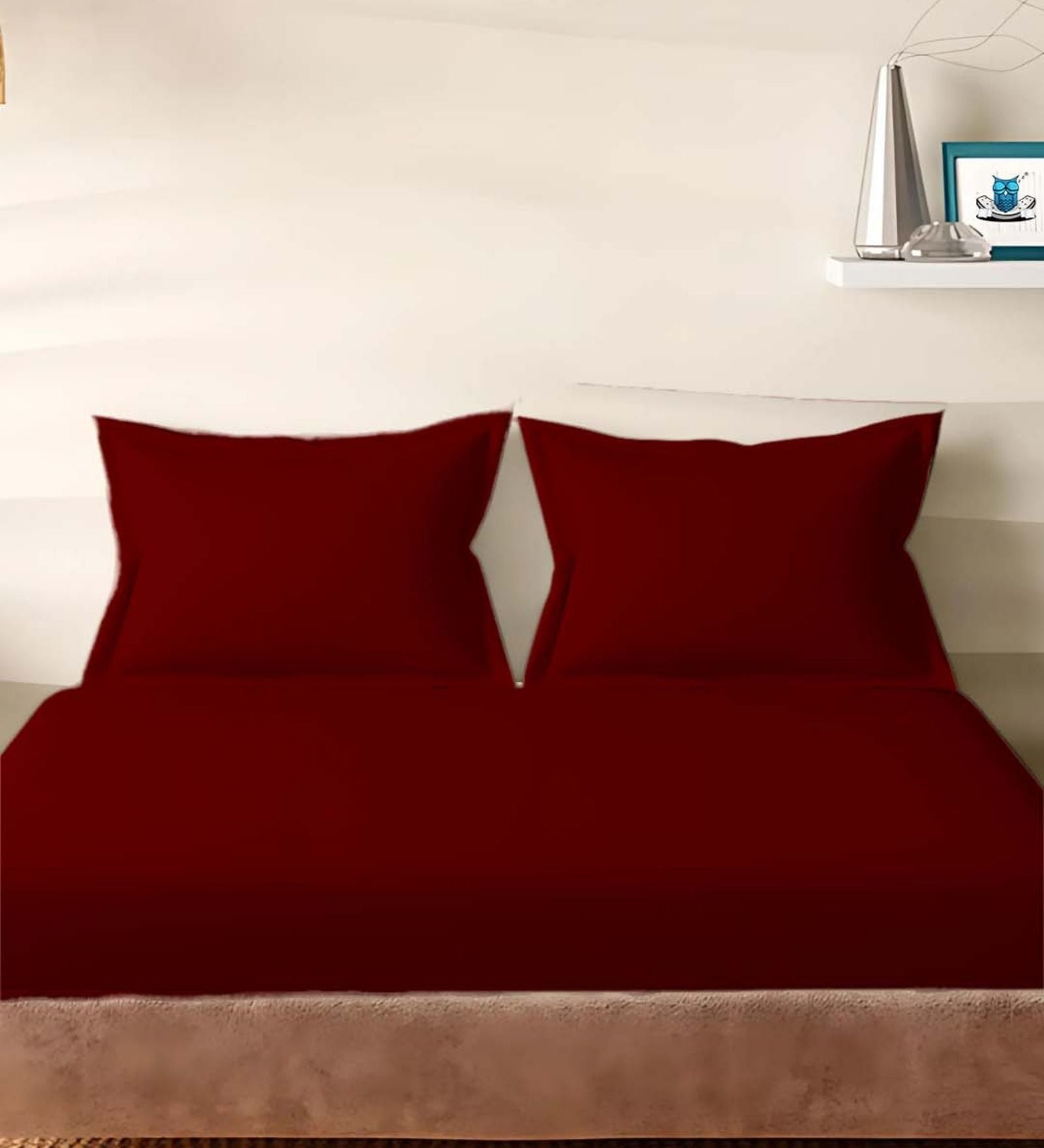 Orange Cotton Solid 210TC Plain Set of 2 Pillow Covers