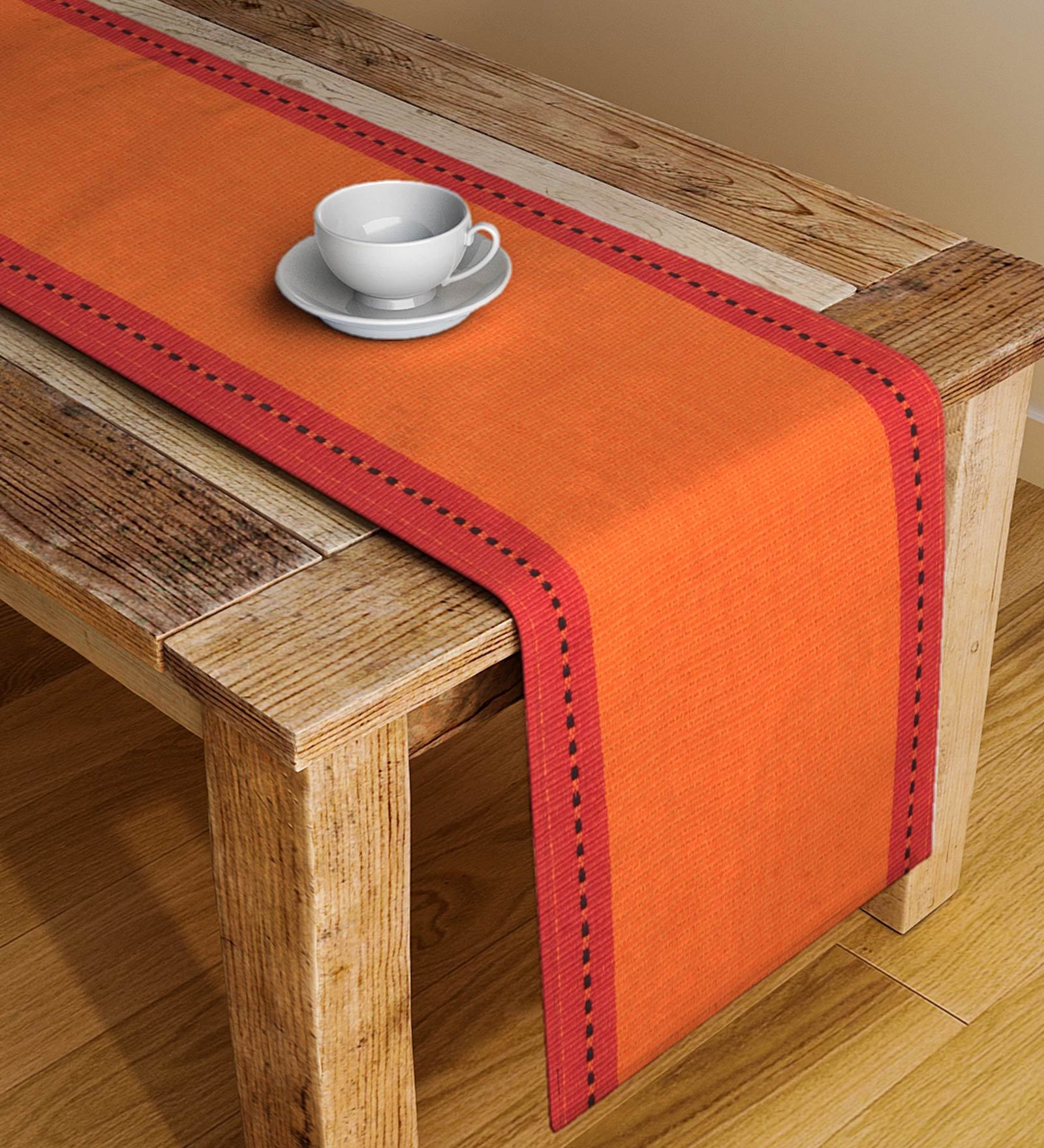 Solid Color Orange Cotton 45x13 Inches Table Runner