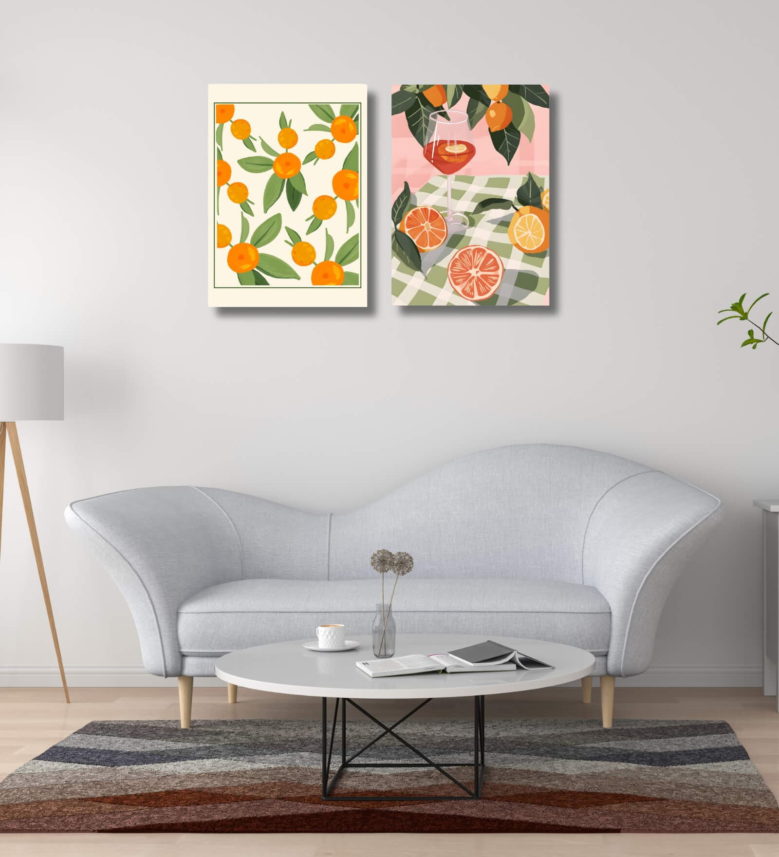 Orange Delight Set of 2 Canvas Painting Gallery Wrap Canvas Painting