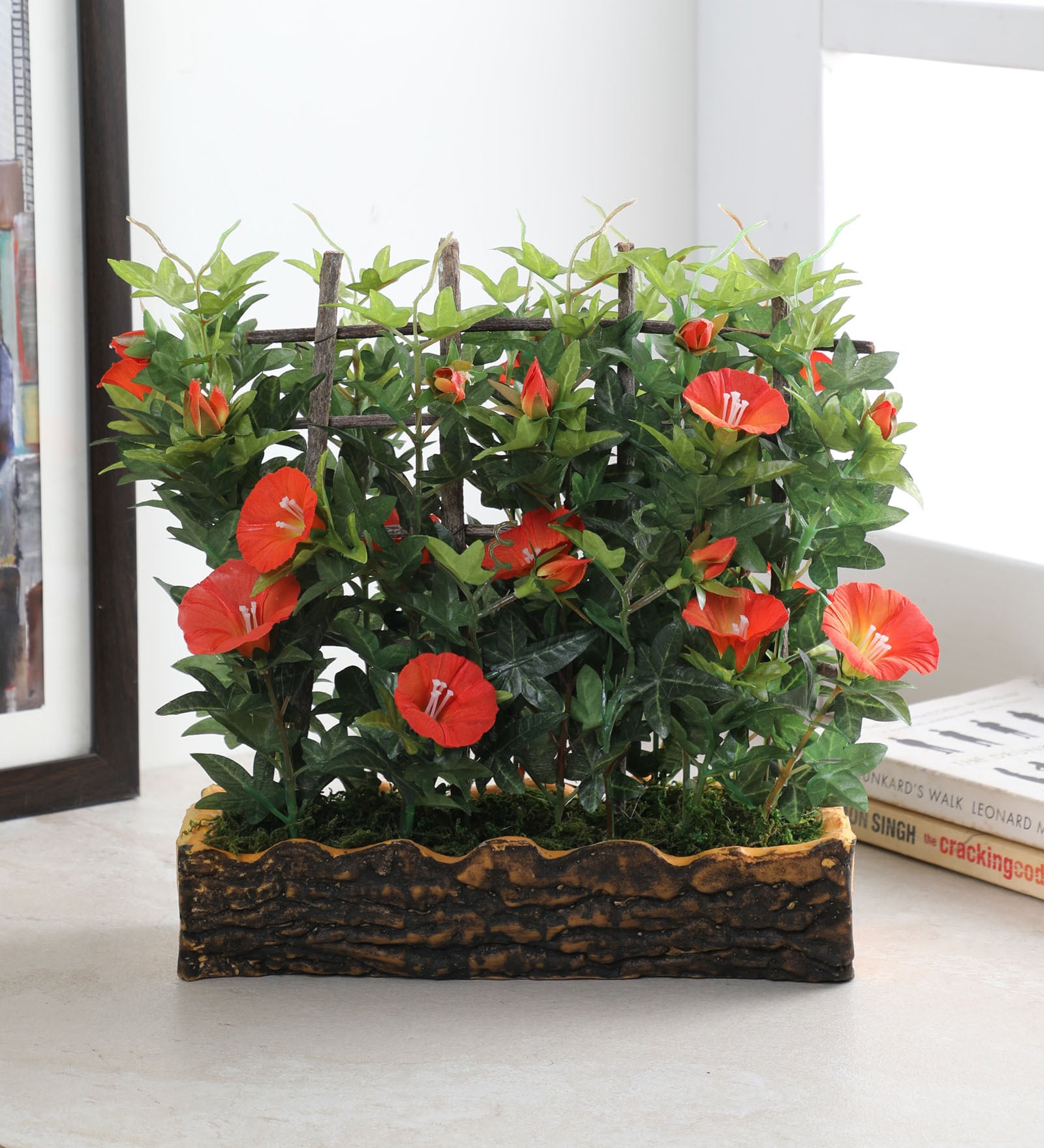 Fabric Orange Morning Glory Artificial Plants