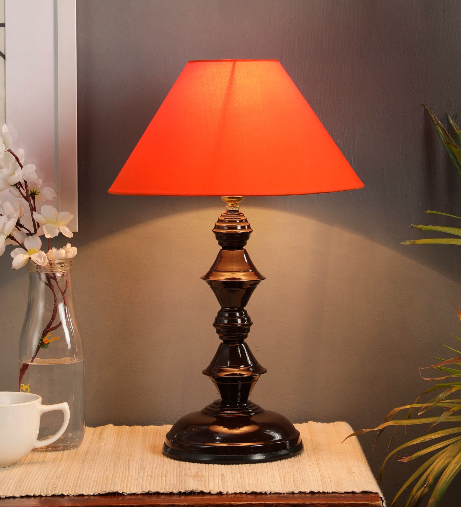 Orange Fabric Table Lamp