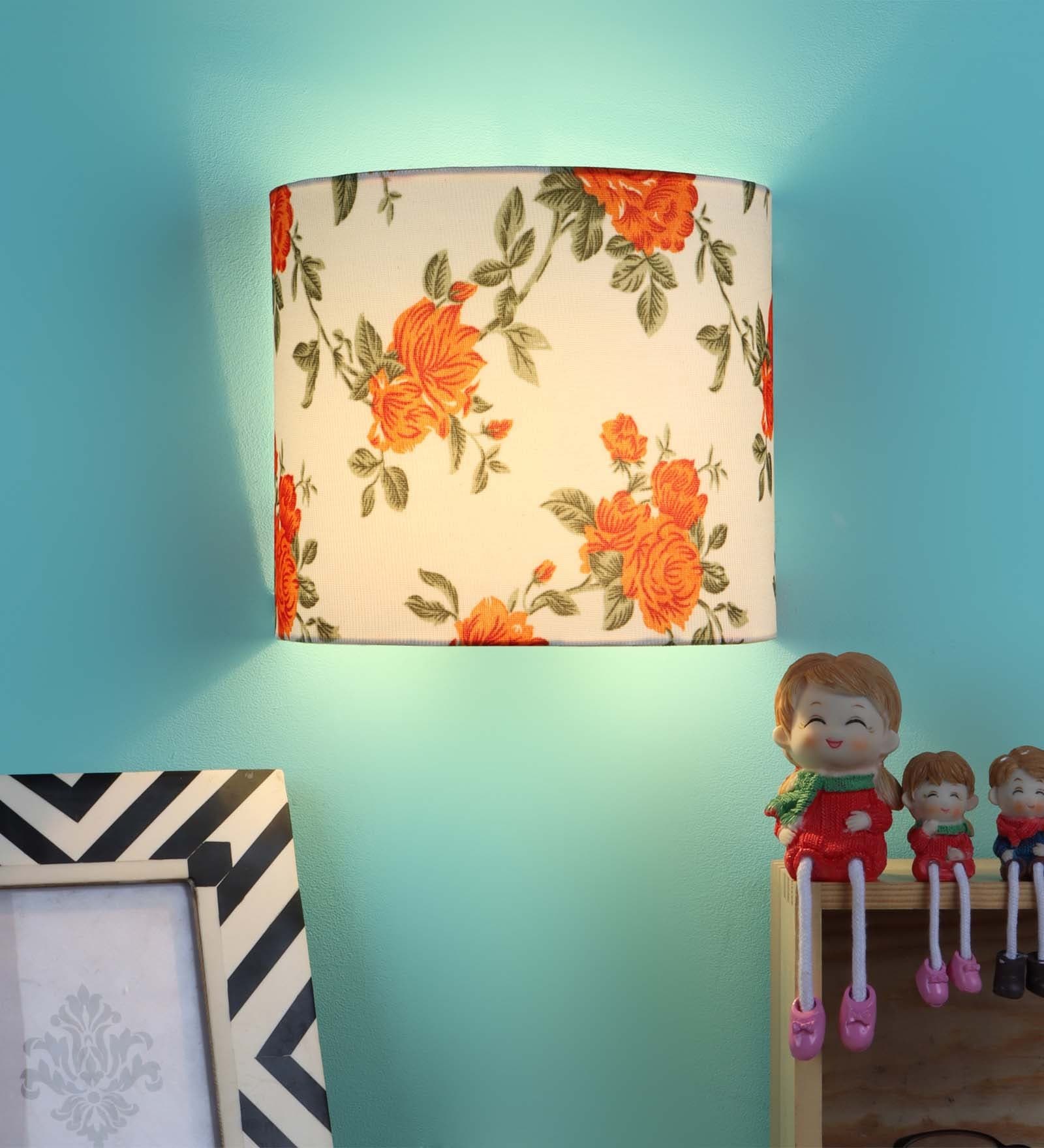 Modena Orange Fabric Flush Mount Wall Light