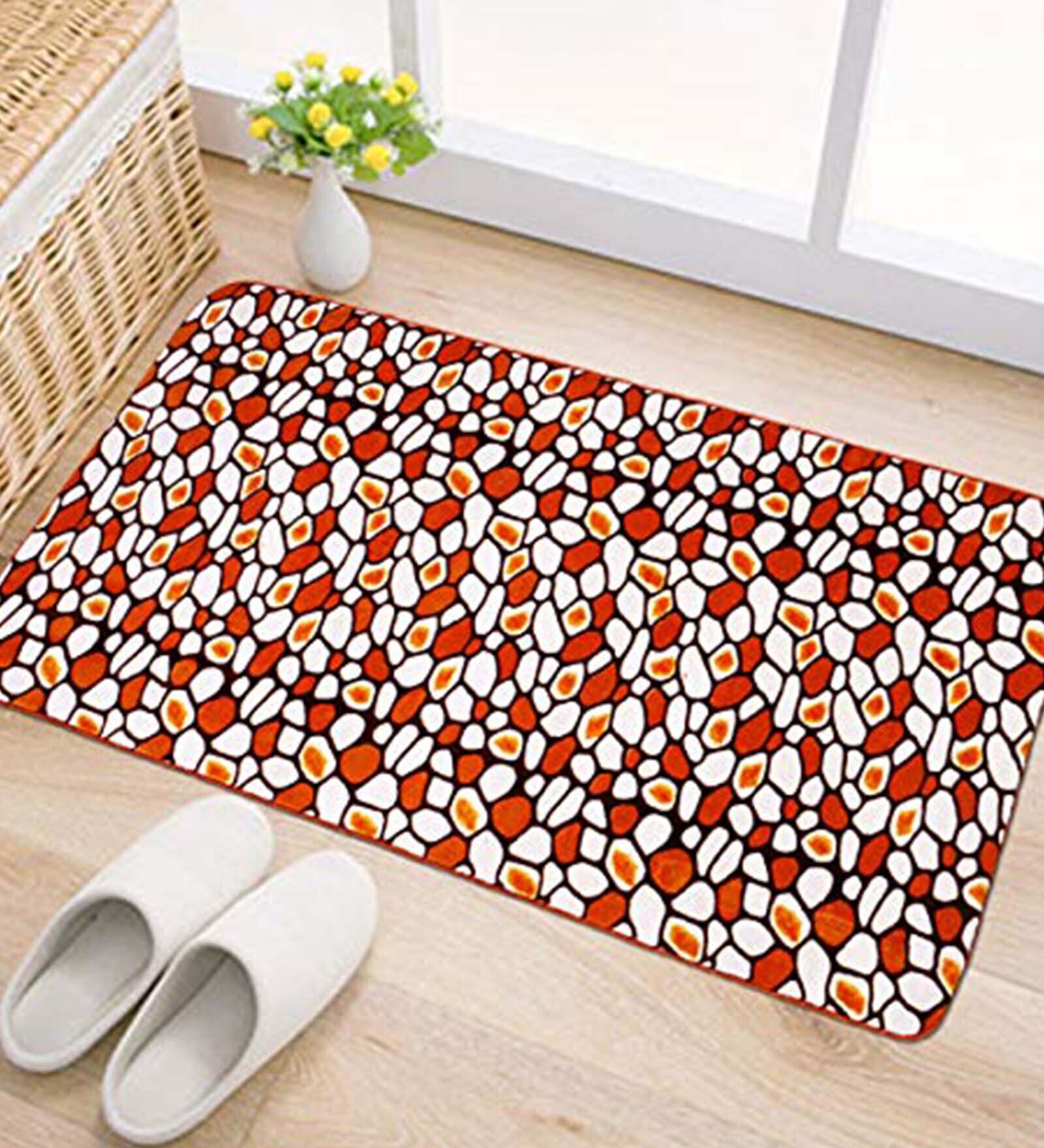 Orange Abstract Fleece 15 x 23 Inches Super Soft Door Mat
