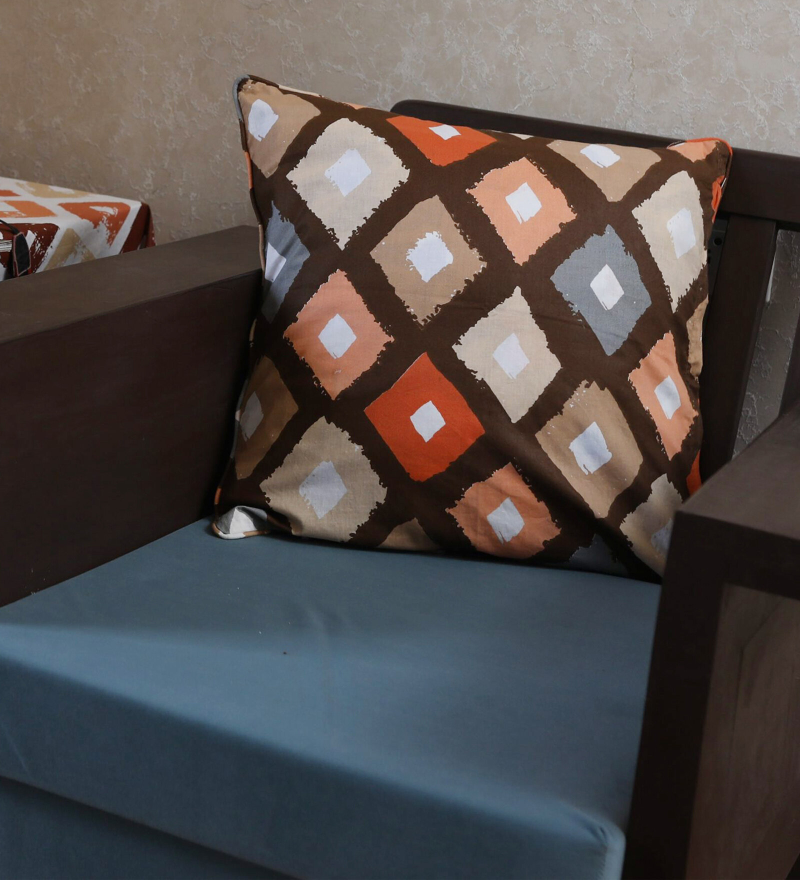 Orange Geometric 100% Cotton 16 x 16 Inches Cushion Cover