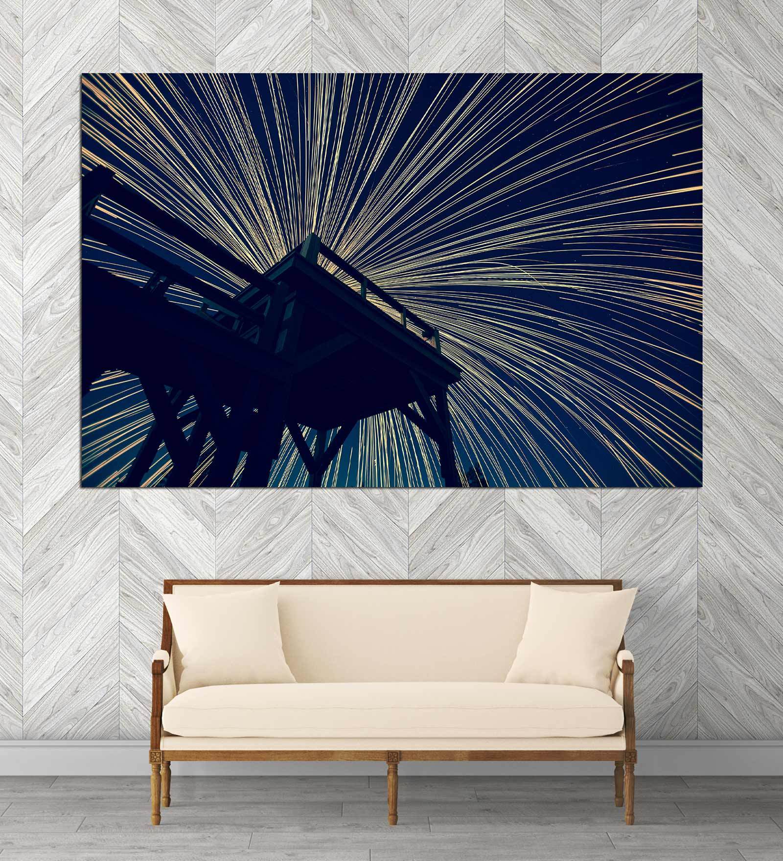 Demented Sky In Blue Canvas Framed Art Print (33 x 21 Inches)