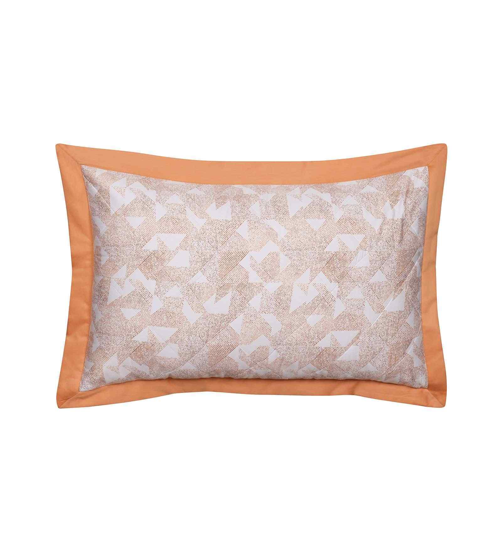 Orange Geometric Print 200 TC Cotton Polyester 2 Pillow Sham Set