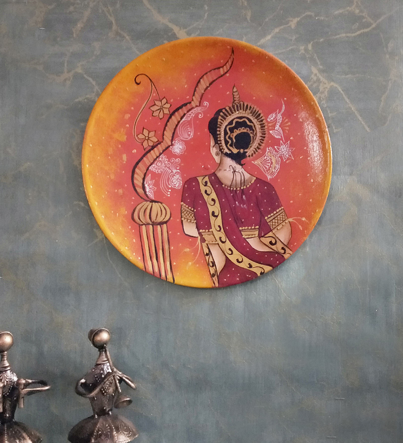 Orange Mdf Magnus Wooden Wall Decor Plate