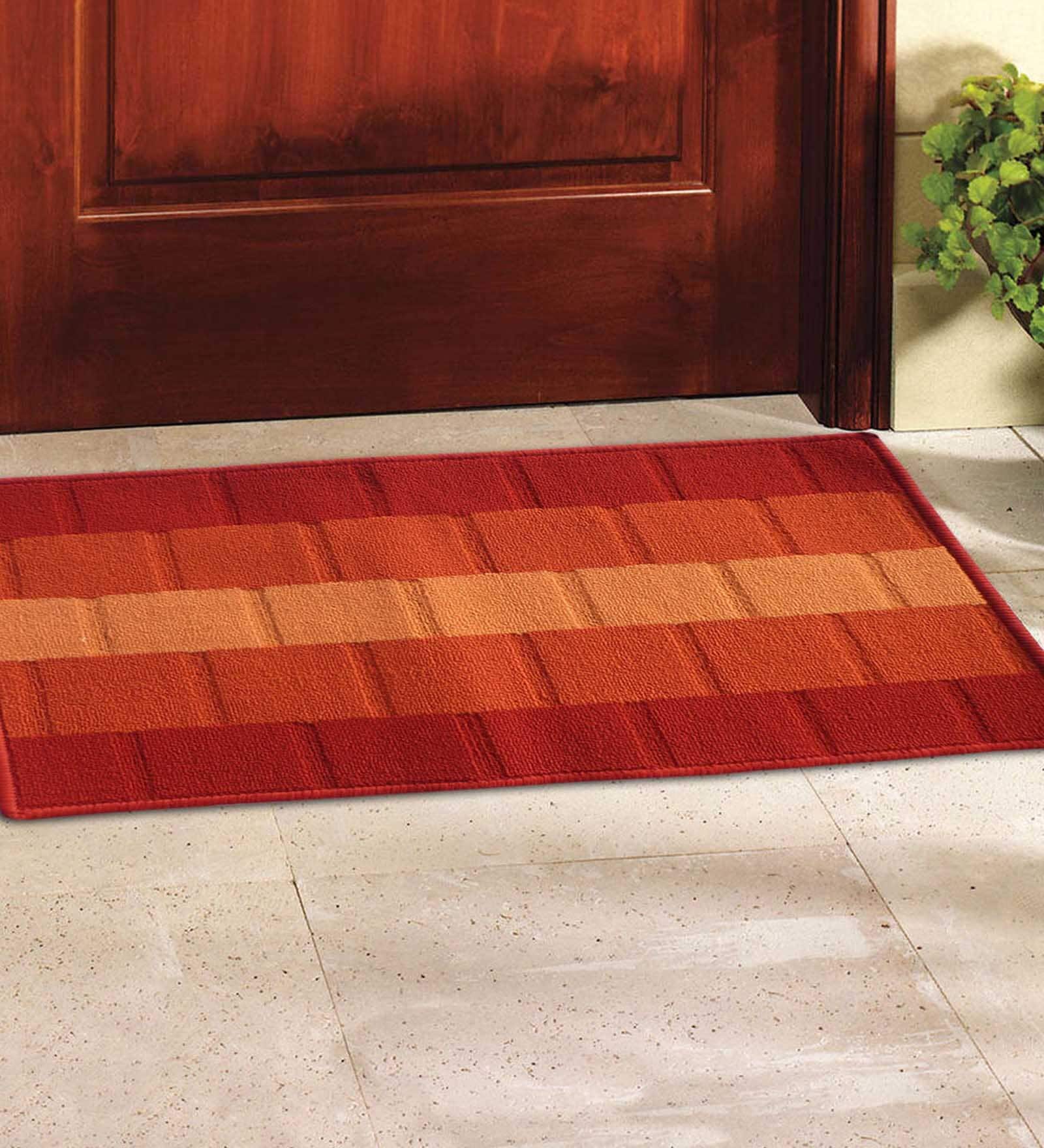 Orange Polyester Machine Made Floor Runner and Door Mat