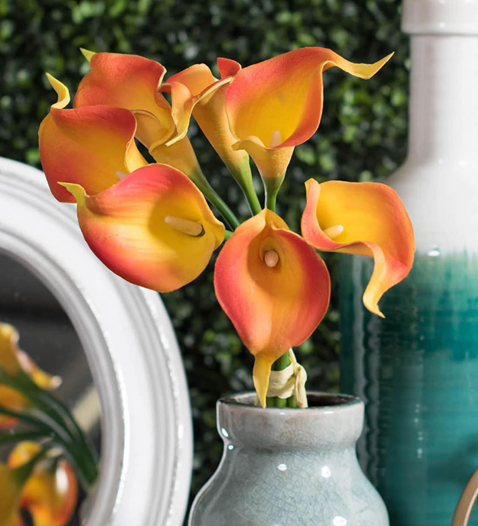 Orange Polyester Calla Lily Artificial Flowers