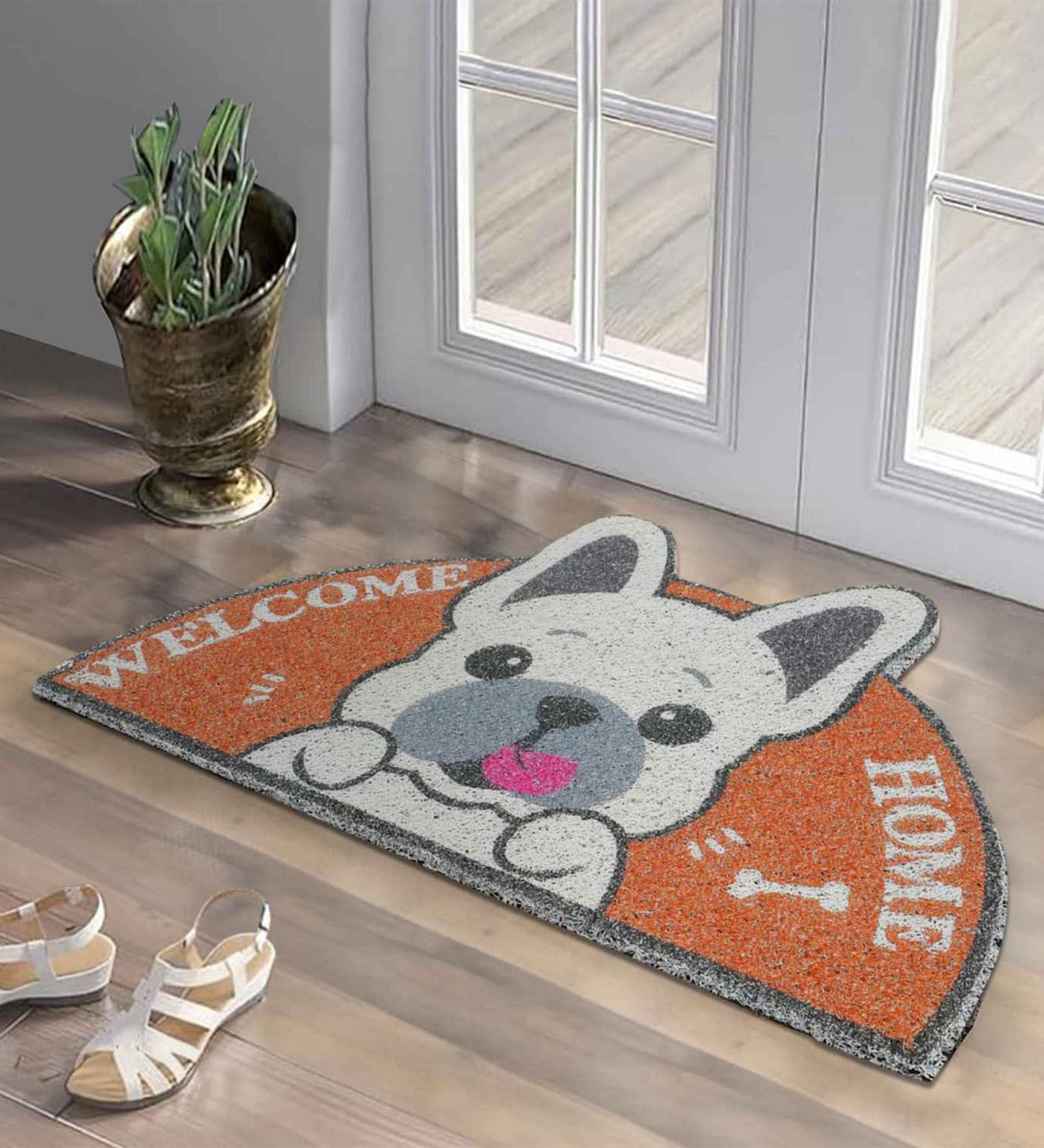 Orange Rubber Coir 27X17 Inches Anti-Skid Door Mat