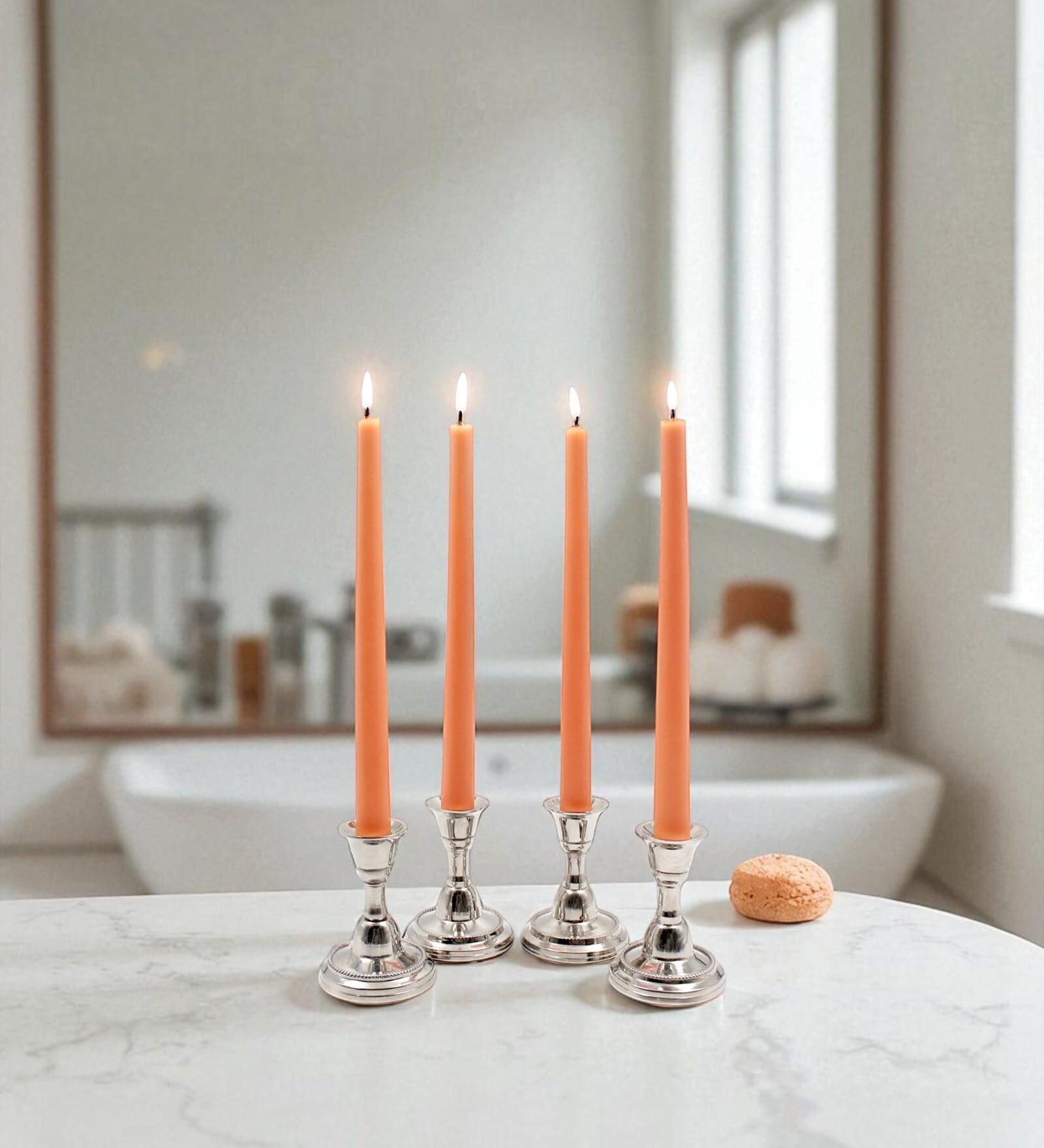 Orange Wax Taper Candles Set Of 4