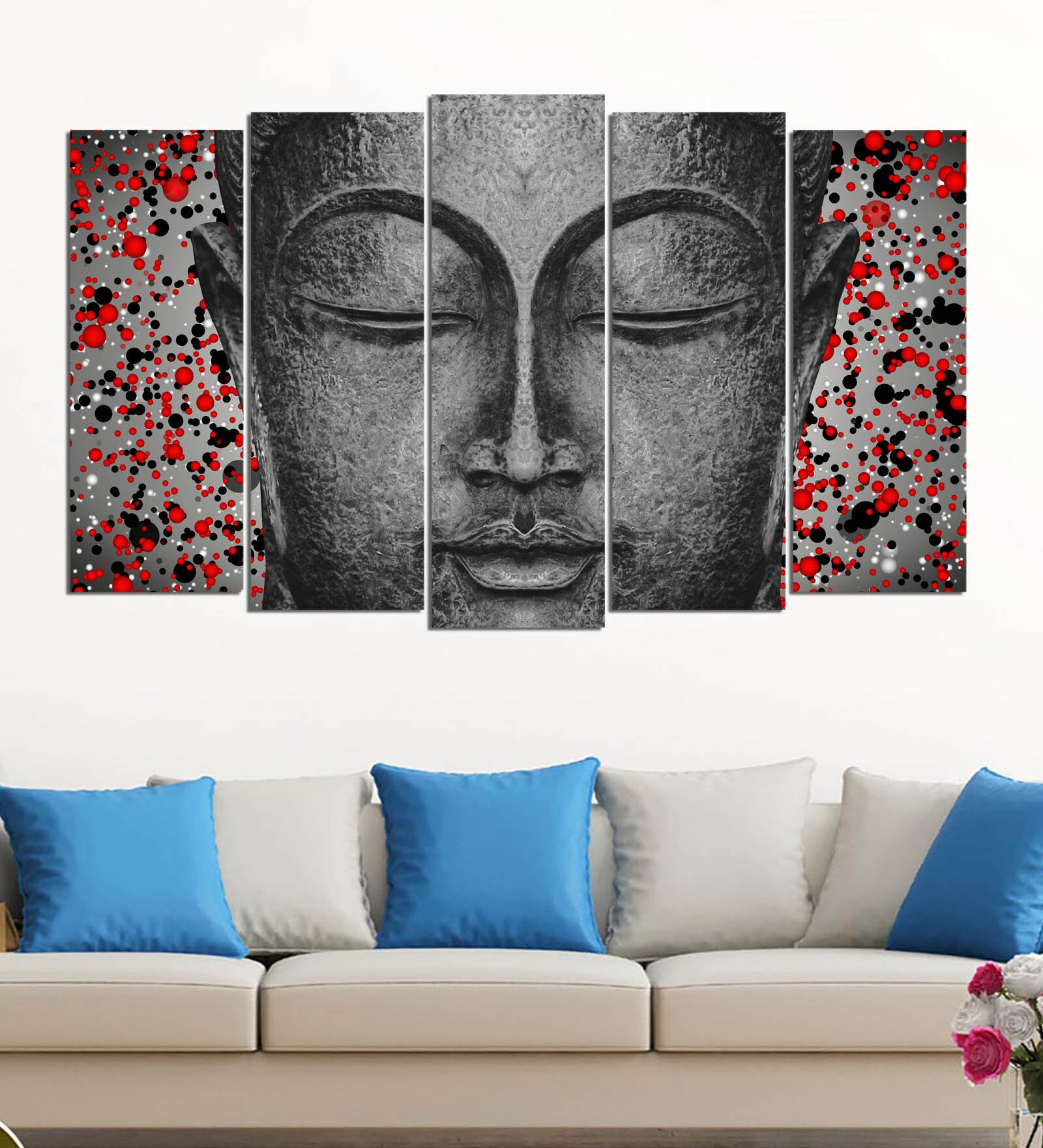 Grey Wood Multiple Frames Buddha Beautiful Art Panels