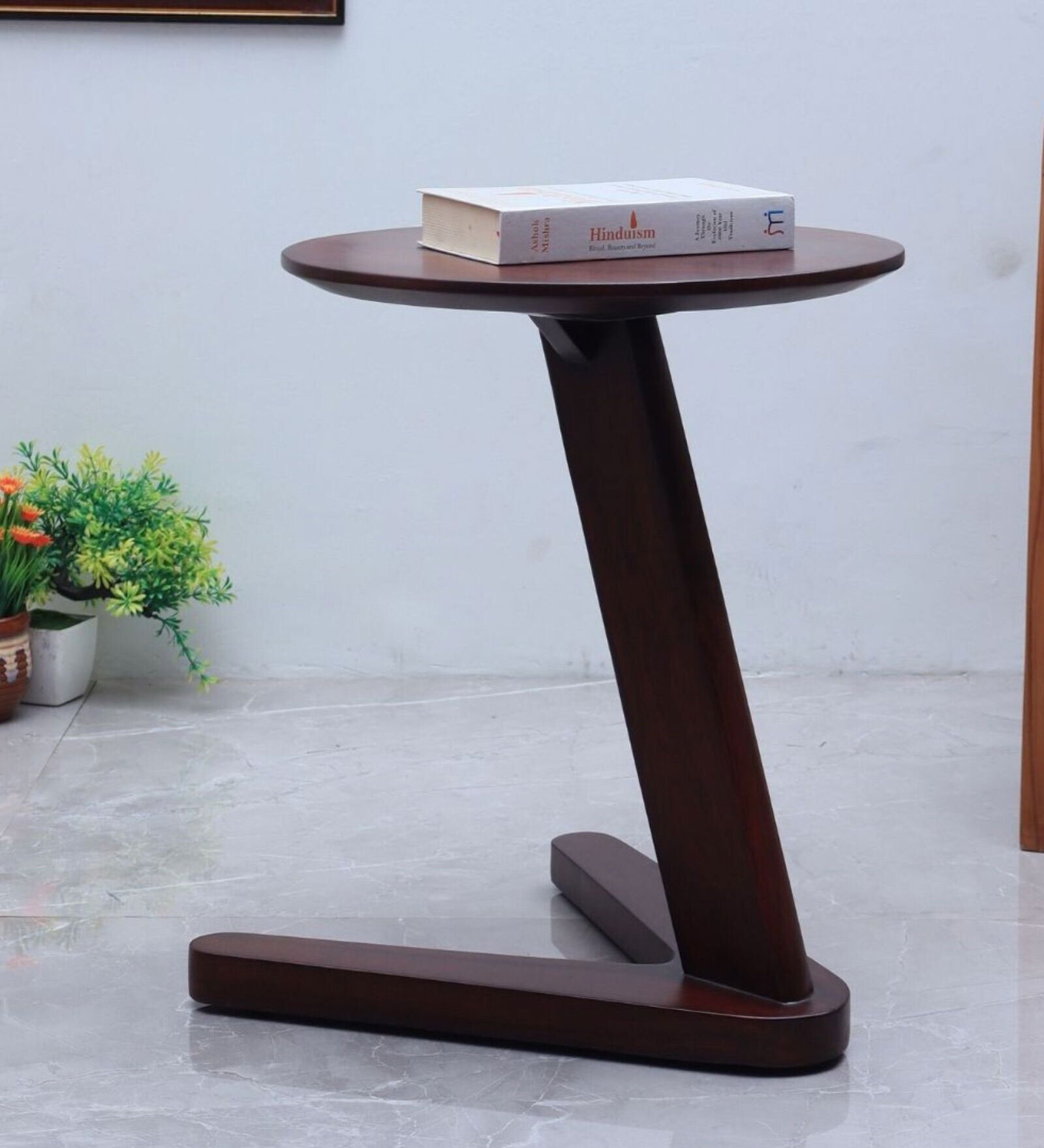 Orbit Teak Wood End Table In Brown Colour