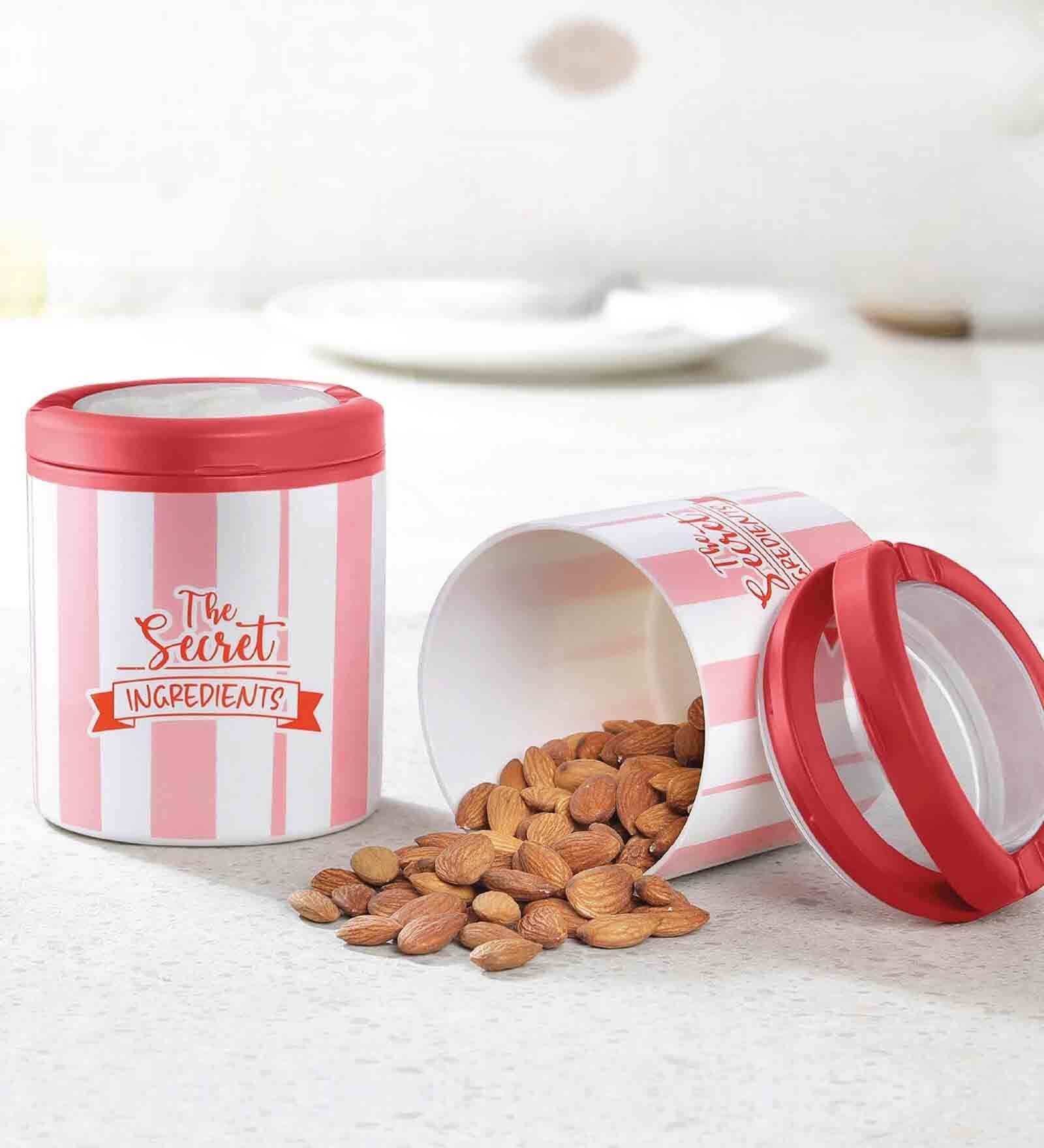 Orchid 750Ml Red Plastic (Set of 2) Airtight Container