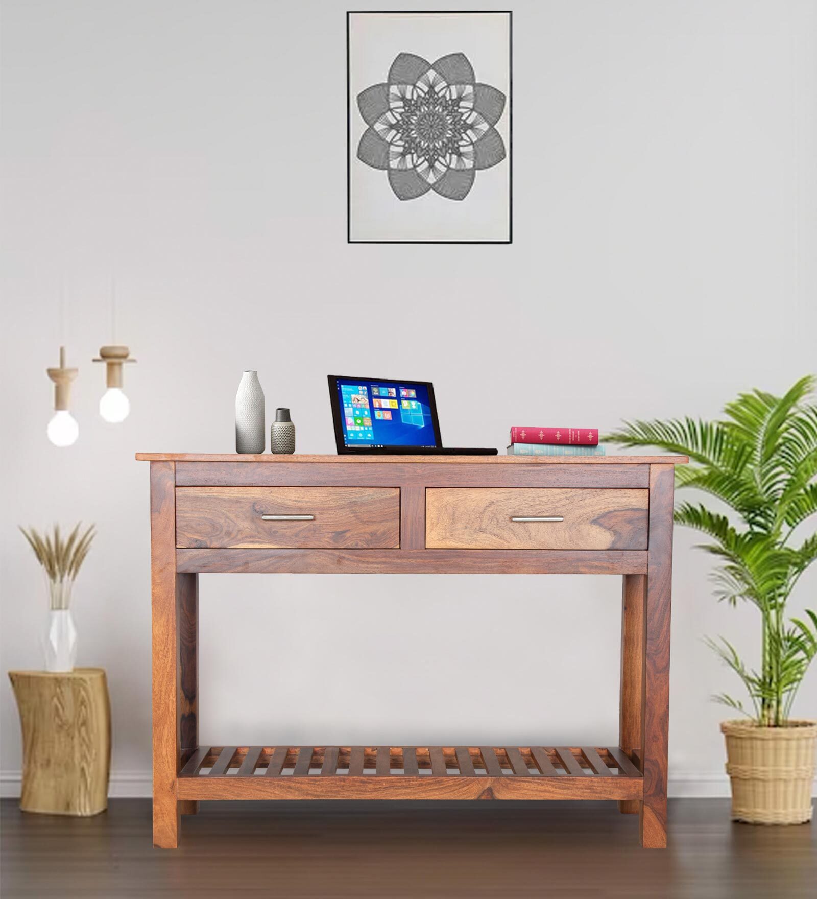 Orchid Solidwood Console Table In Honey Color