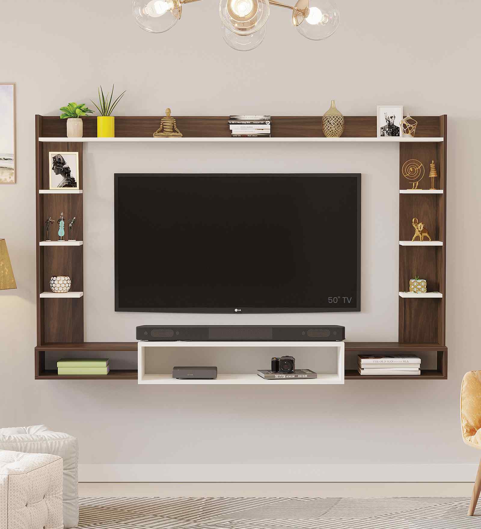 Orelia TV Unit In Brown Maple & White Finish