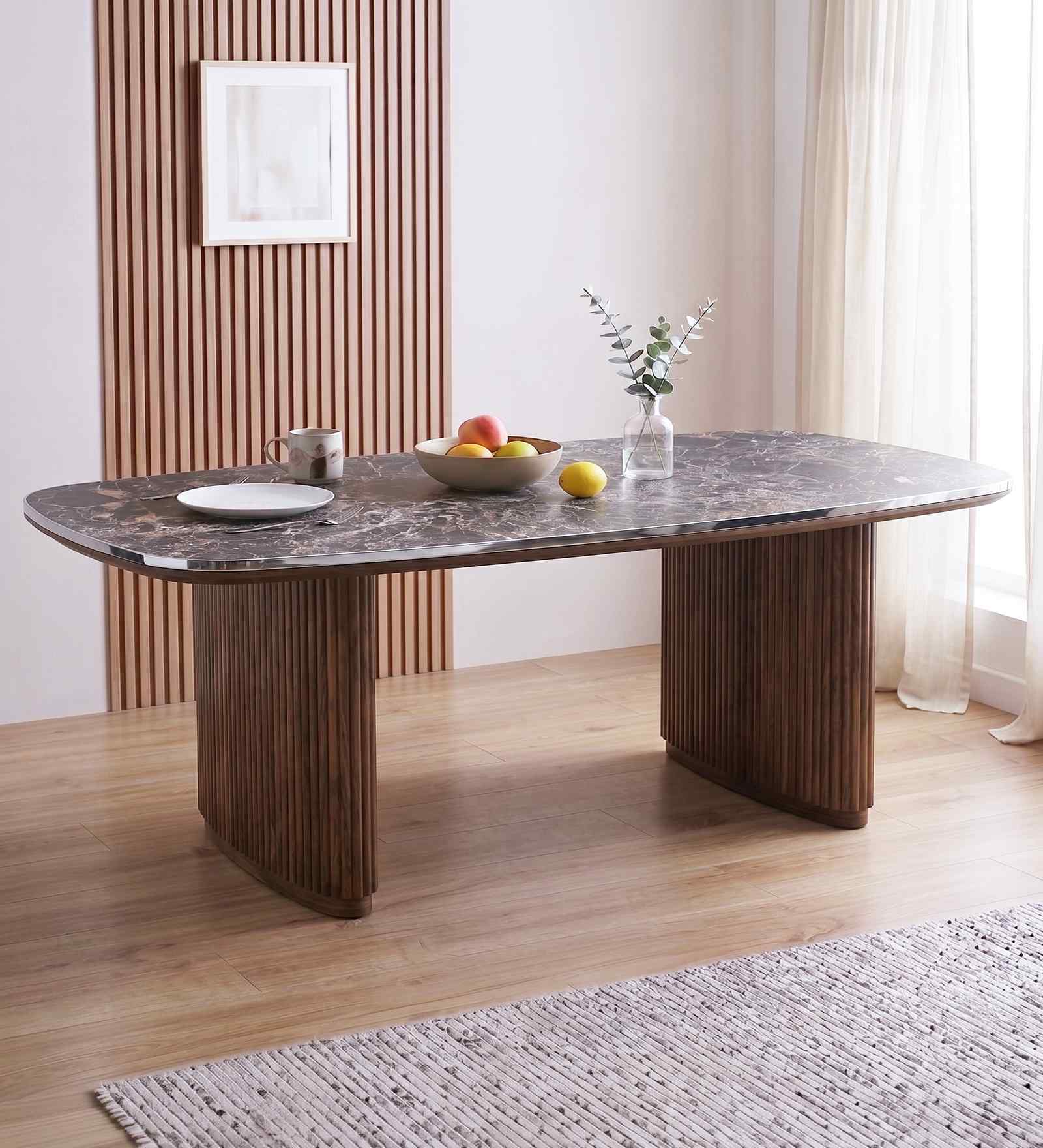 Oren Black Sintered Stone Coffee Table With Natural Marble Stone Finish