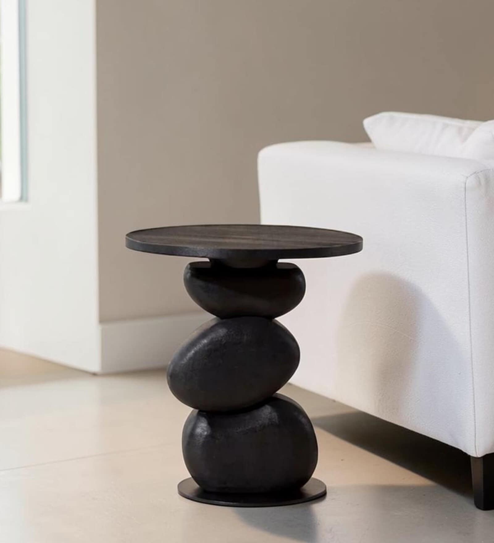 Oren Mango Wood End Table In Black Finish Oren Mango Wood End Table In Black Finish