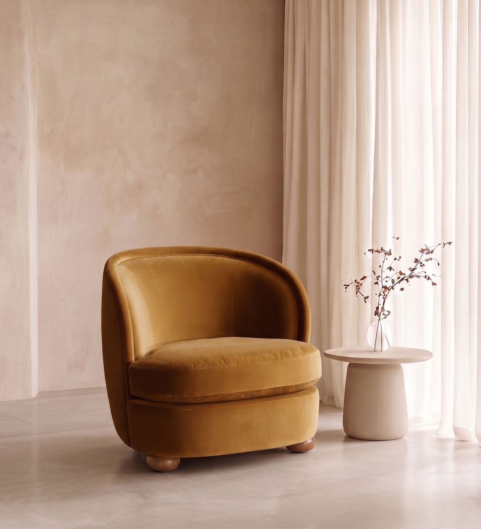 Orevella Classic Lounge Chair In Mustard Yellow Colour