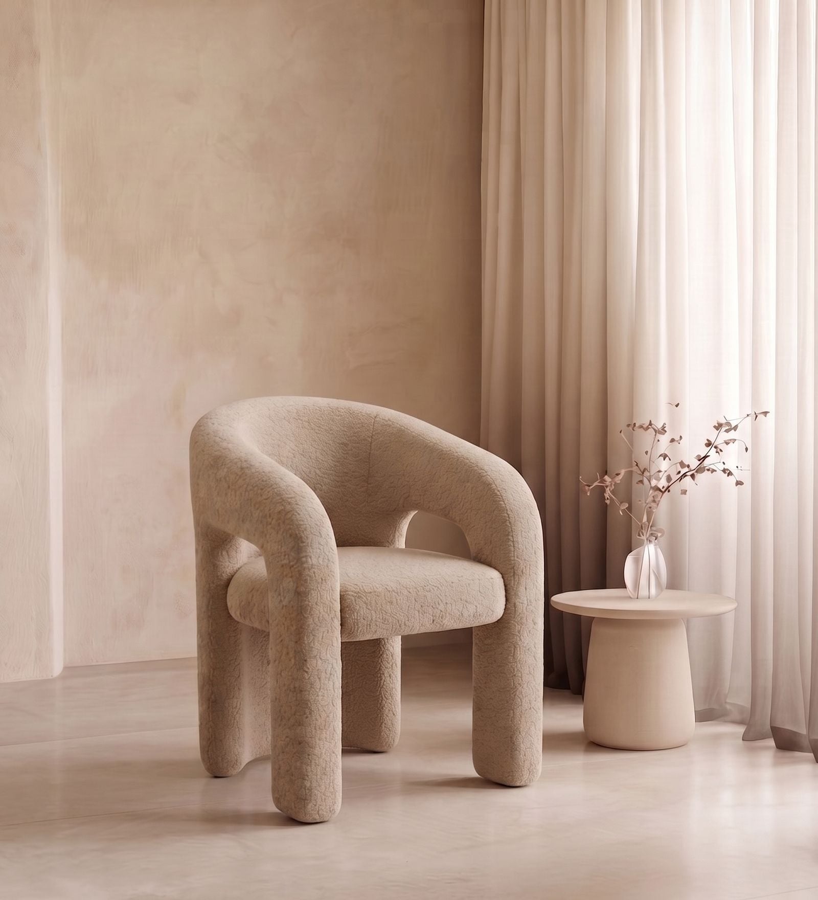 Orevella Loop Lounge Chair In Sand Beige Colour