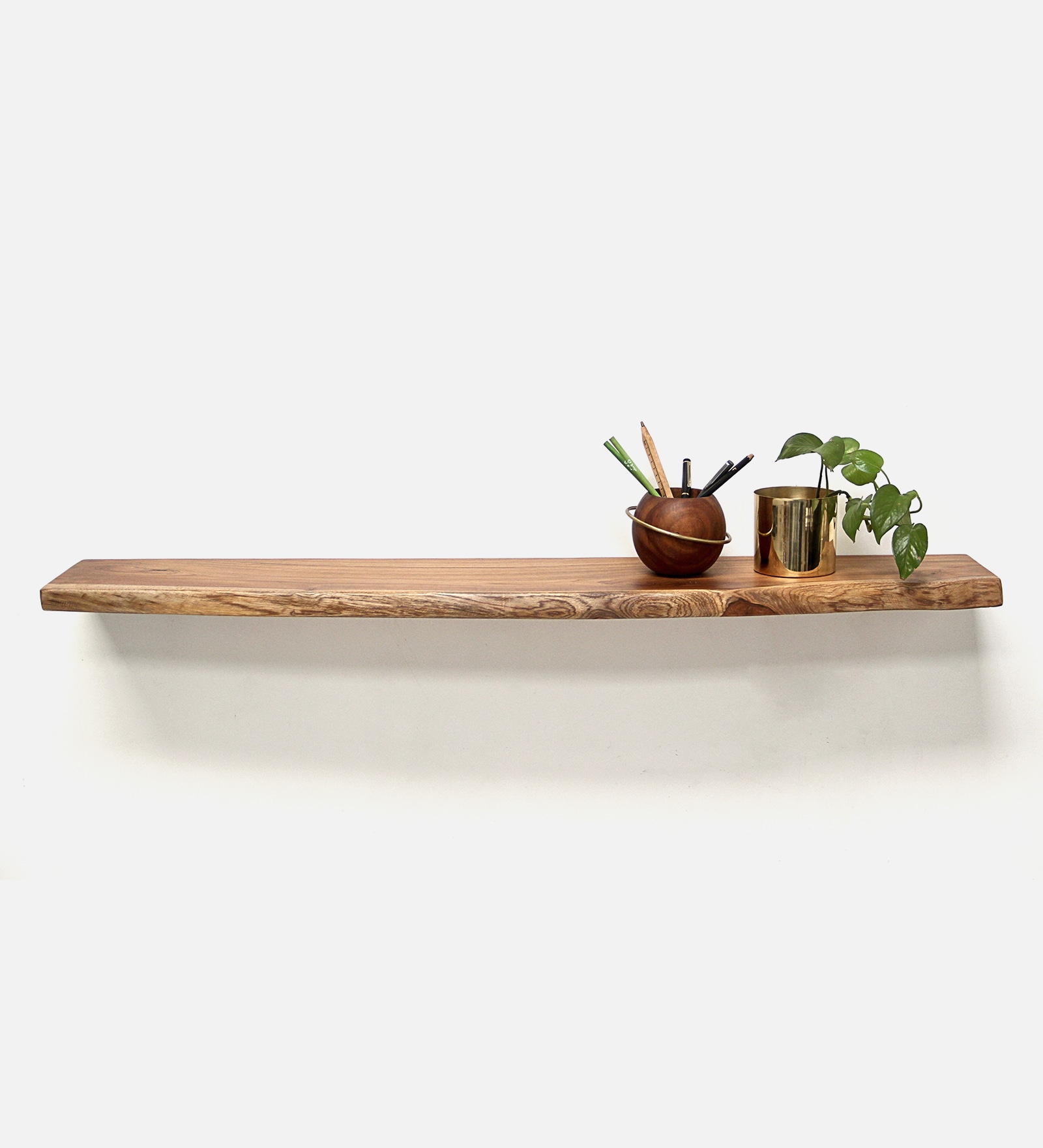 Buy Organic Teak Wood Floating Wall Shelf In Natural Finish at 10% OFF ...