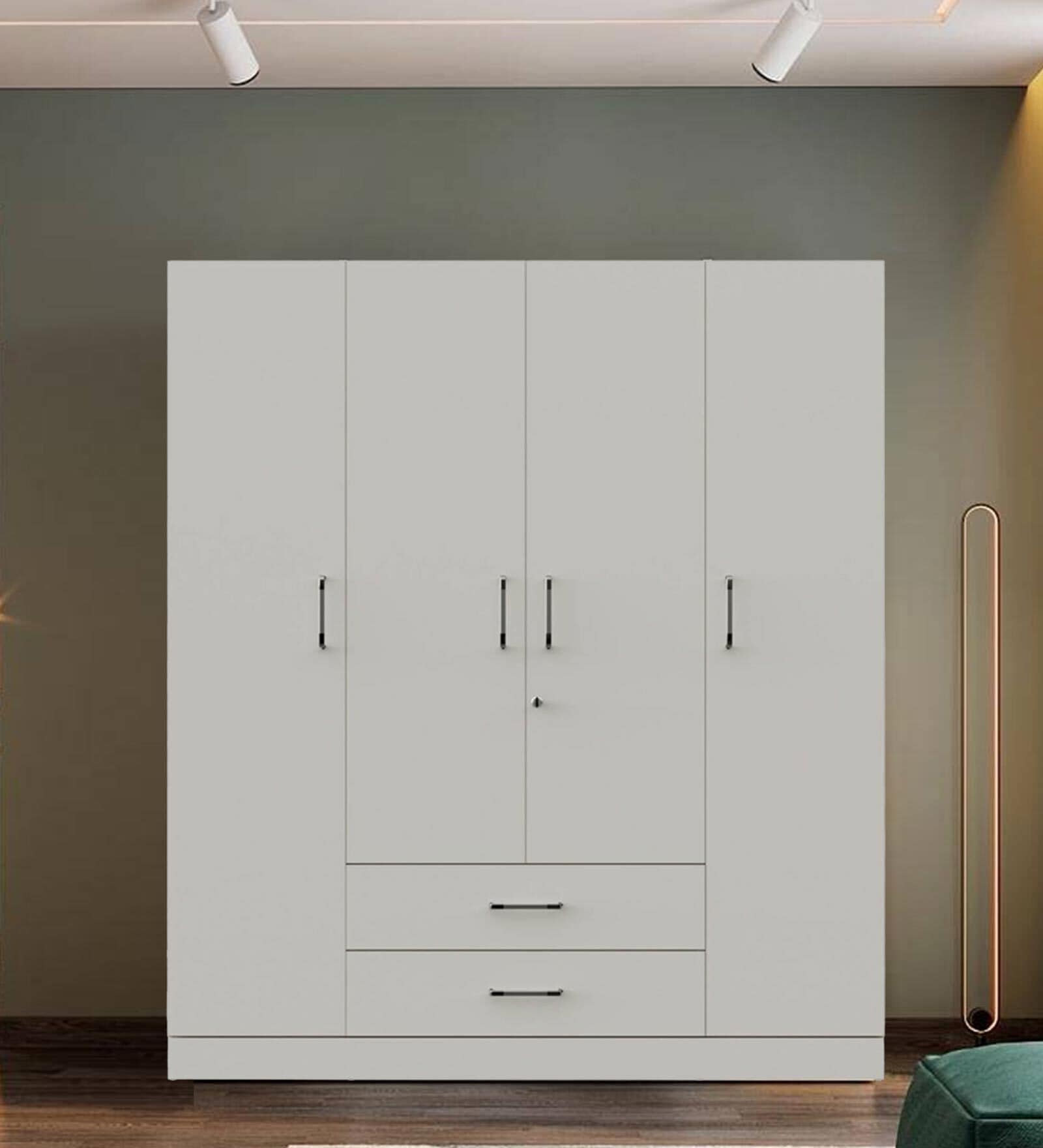 Organza 4 Door Wardrobe In Frosty White Finish