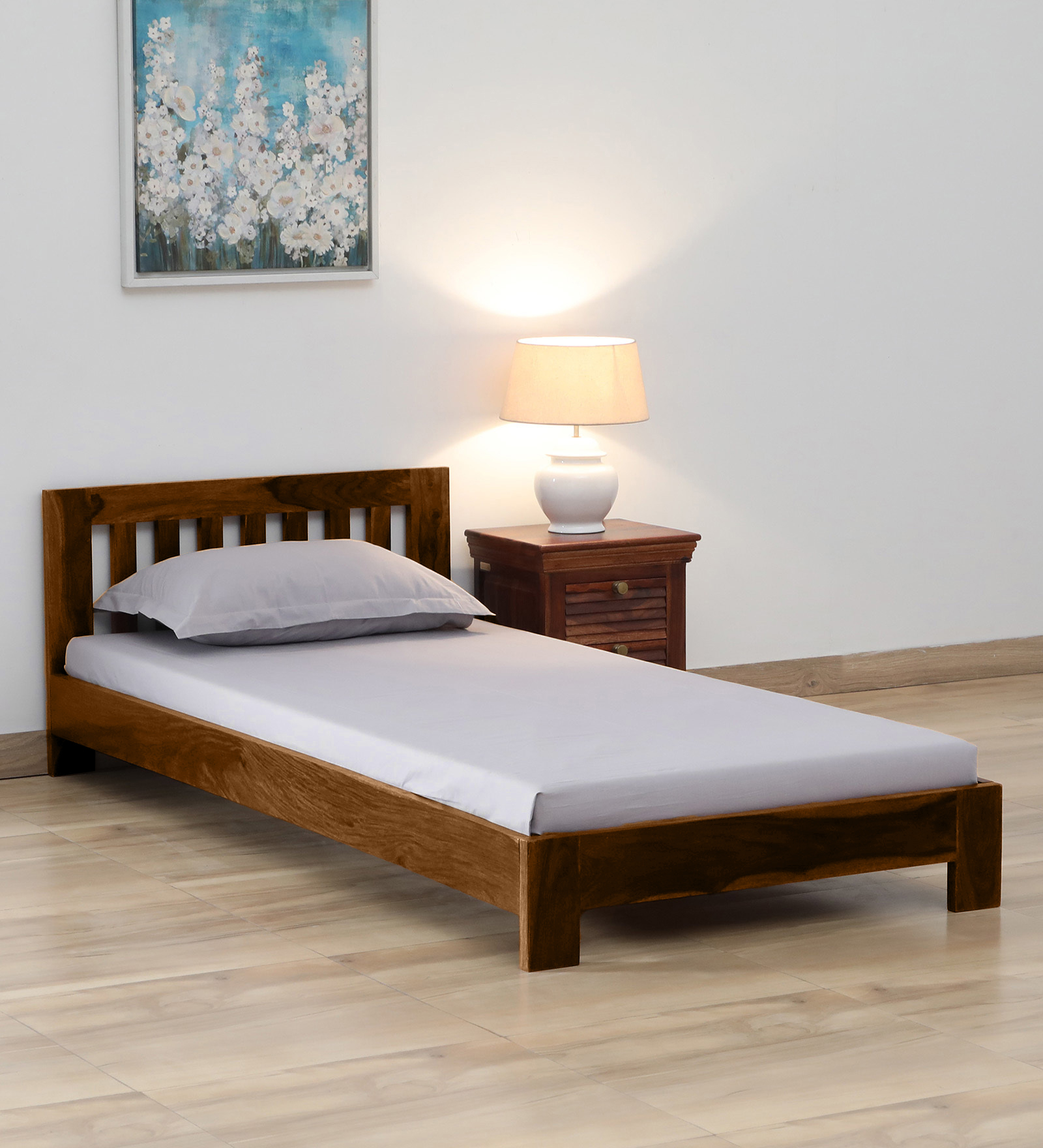 Buy Orian Sheesham Wood Single Bed in Scratch Resistant Provincial Teak ...