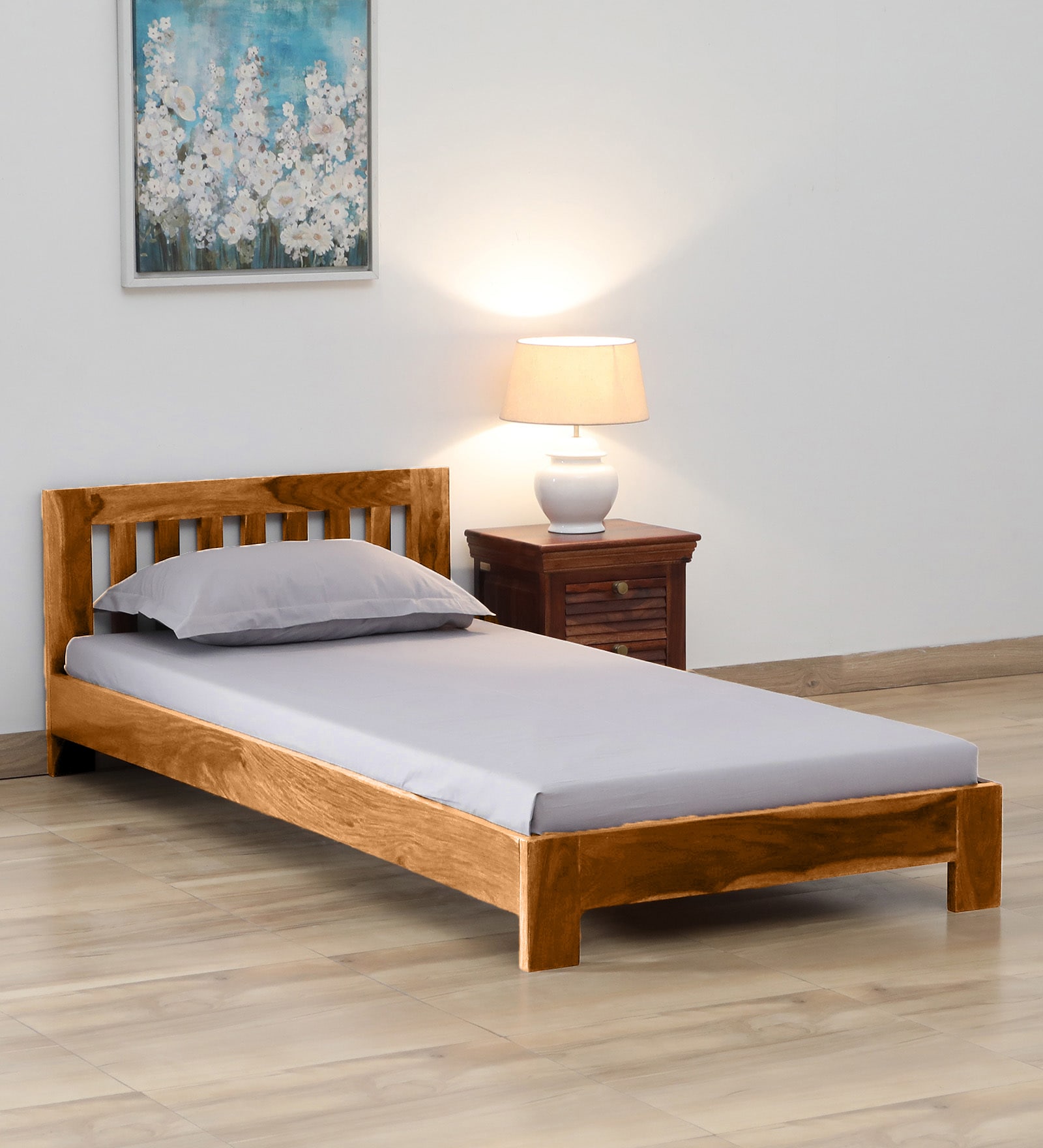 Orian Sheesham Wood Single Bed in Scratch Resistant Rustic Teak Finish
