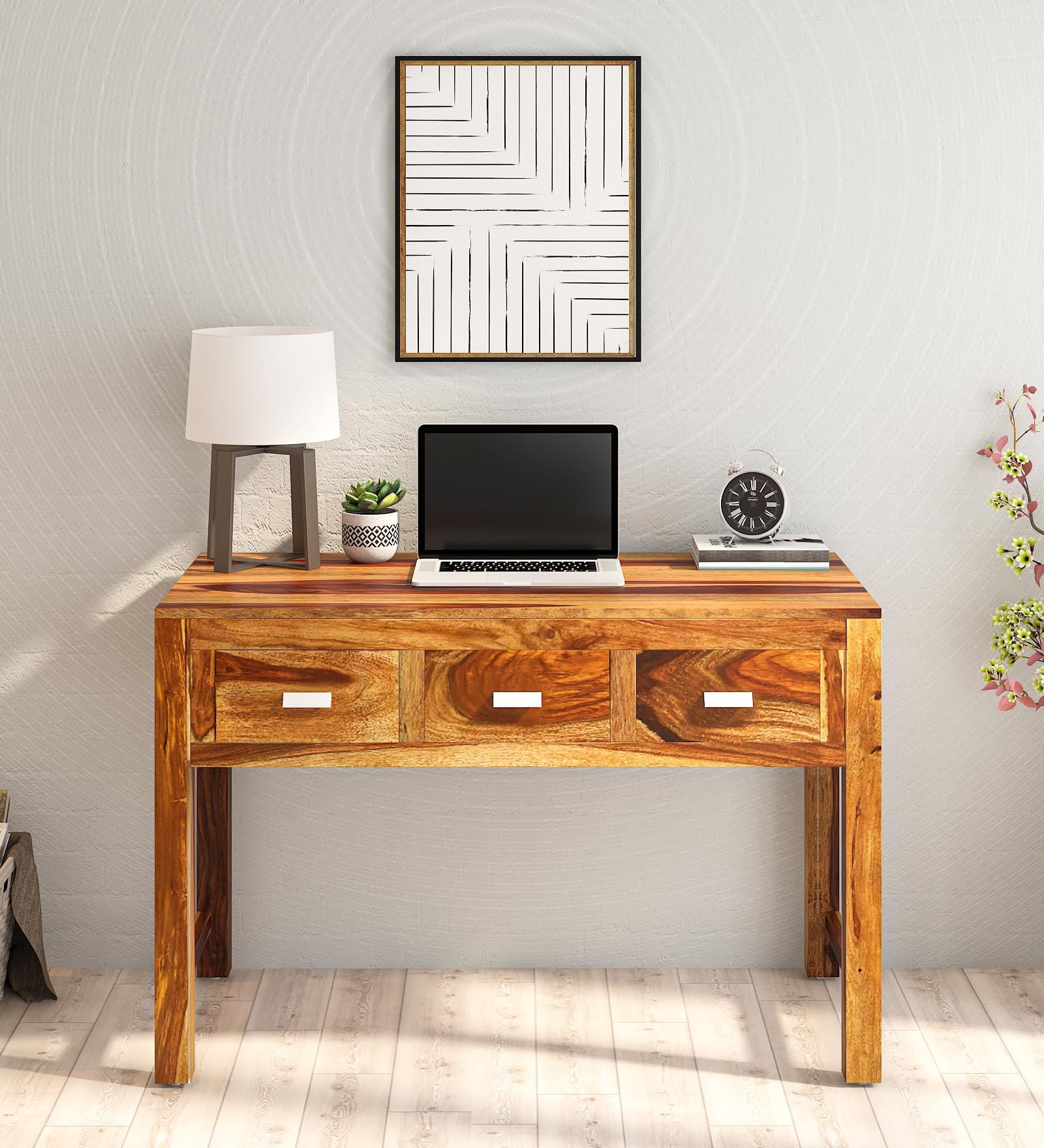 Oriel Sheesham Wood Console Table In Rustic Teak Finish