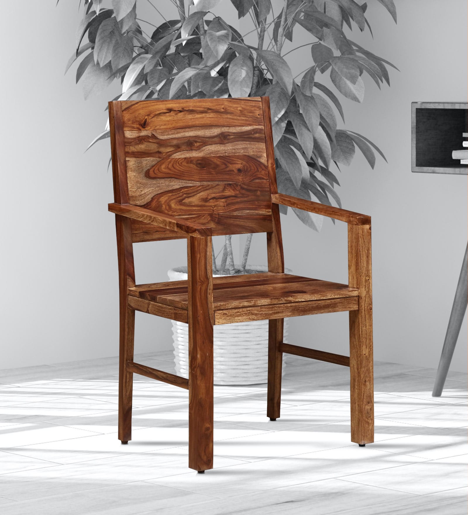Buy Oriel Solid Wood Armchair In Rustic Teak Finish By Woodsworth Online Arm Chairs Chairs